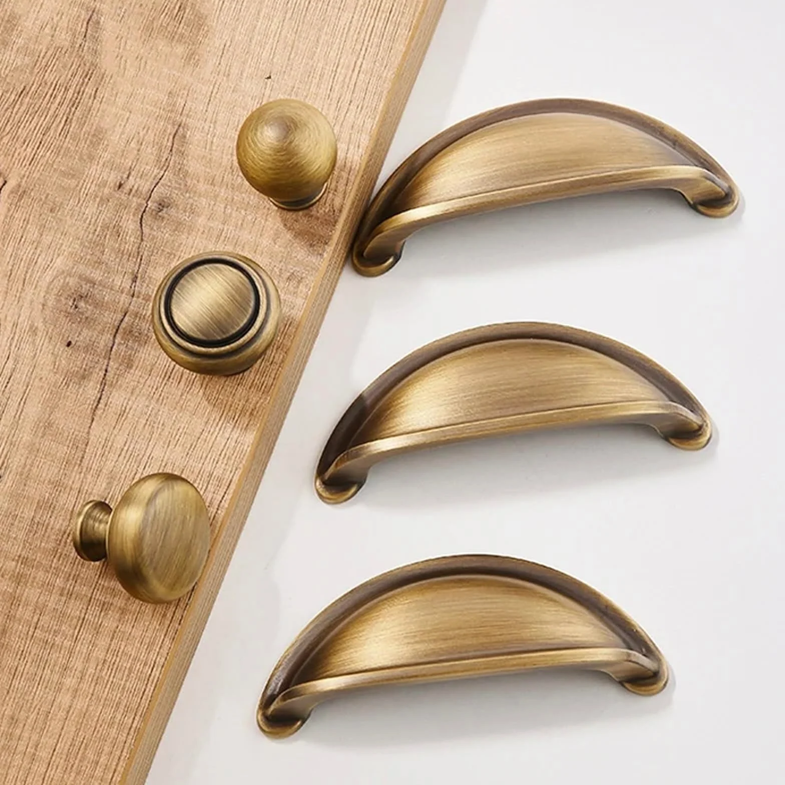Maniglie a conchiglia in ottone massiccio, 6 pezzi, maniglie per armadietti da cucina, mobili antichi, porte, cassetti, credenze, pomelli per armadietti