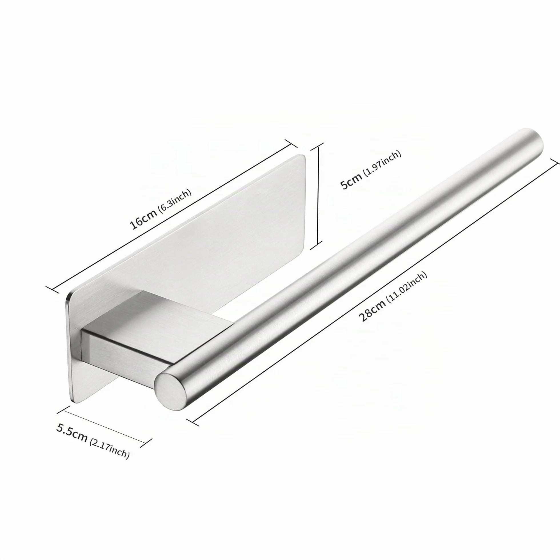 Porta Asciugamani Bagno Adesivo Acciaio Inossidabile 304 28CM Argento