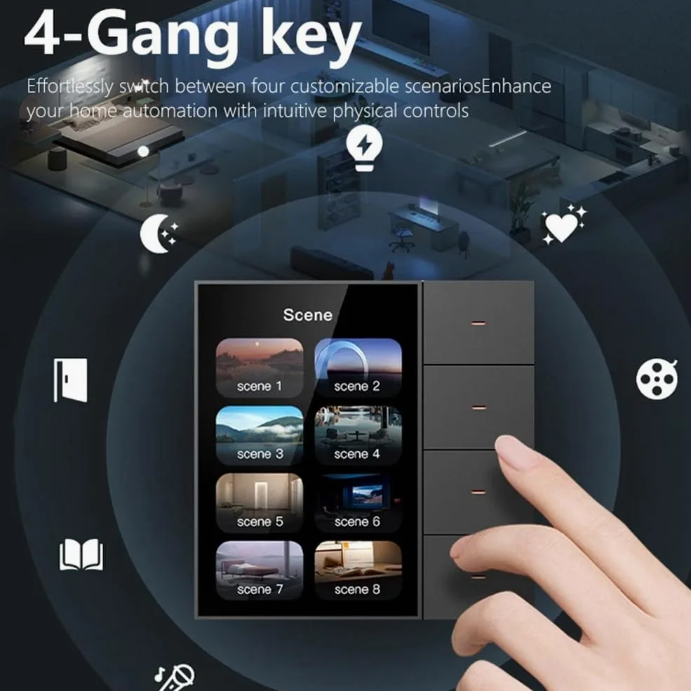 Tuya Zigbee 3.5 Pollice Smart Wall Switch Touch Screen 4 Gruppi Interruttore Sensore Radar Scena 8 Vie Interruttore Dimming Casa Intelligente C