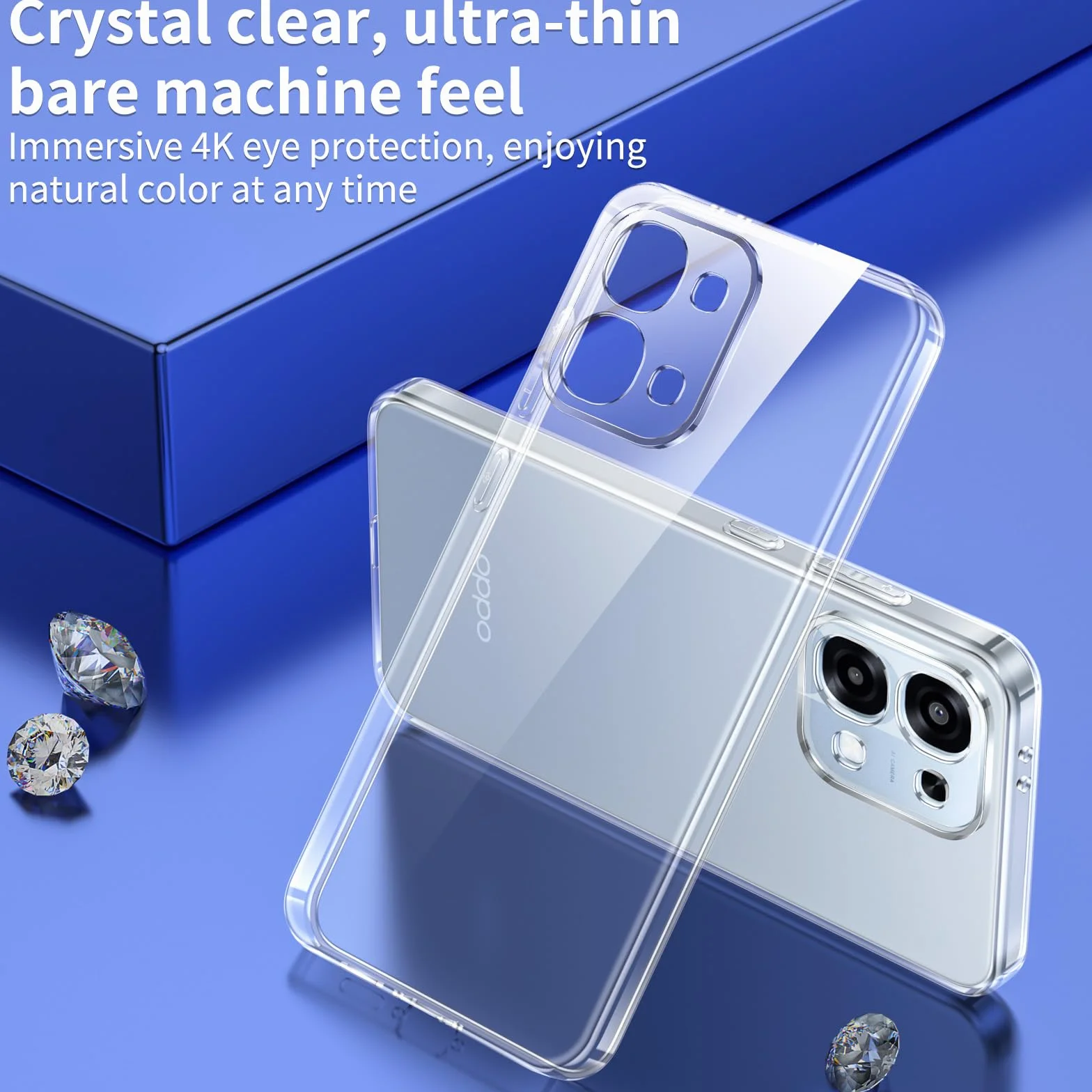 Phoona Cover per Oppo A6 Pro 5G/4G Custodia con 2 Pezzi Pellicola Vetro Temperato,Ultra Sottile Trasparente Silicone Protettiva Case per Oppo A6 Pro Sottile Morbida Antiurto Cover