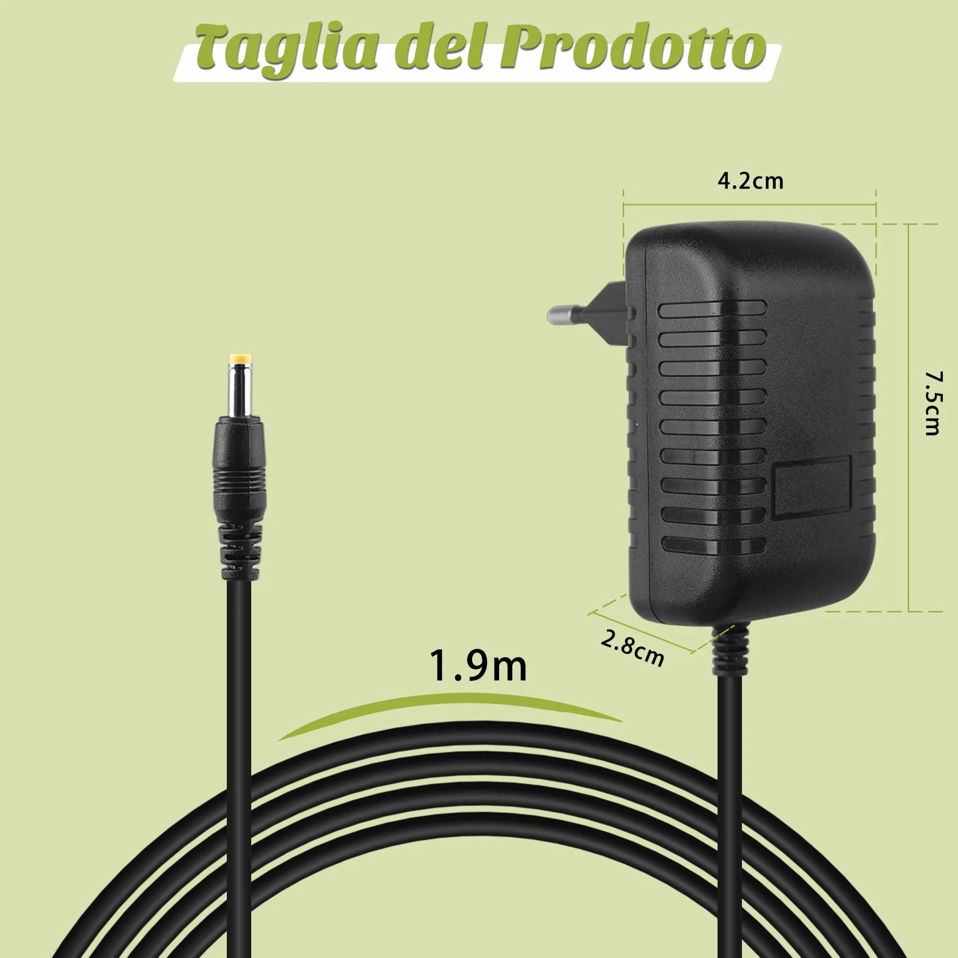 Xahpower 15W Caricatore per Echo Dot (3a/4a generazione), 12V Cavo Alimentatore Compatibile con Echo Show 5 (1a/2a generazione), Echo Dot (3a/4a generazione) con Orologio, Echo Spot e Fire TV Cube