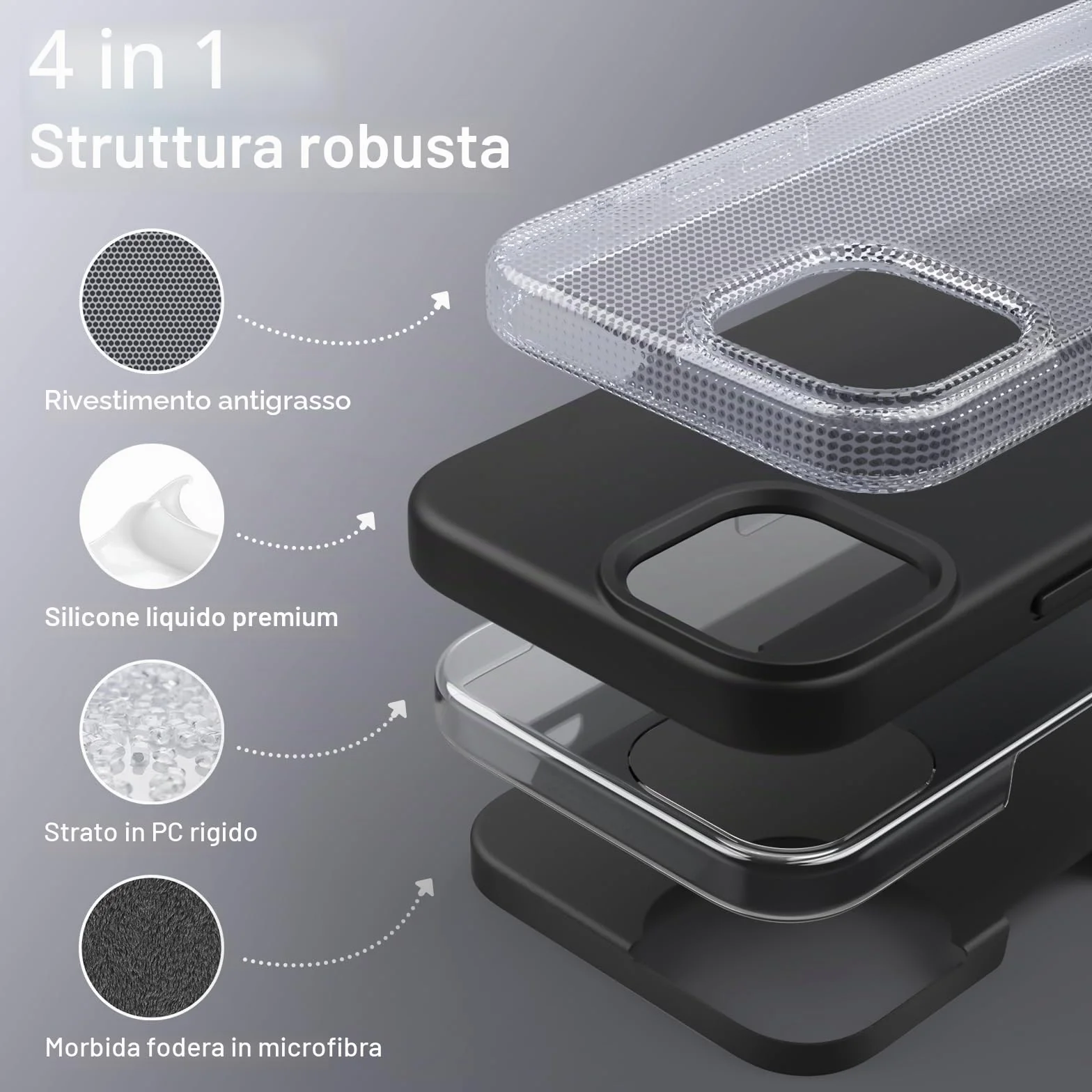 JETech Cover Silicone per iPhone 14 6,1 Pollici, Protettiva per Tutto il Corpo Morbida al Tatto, Custodia Antiurto con Fodera in Microfibra (Nero)