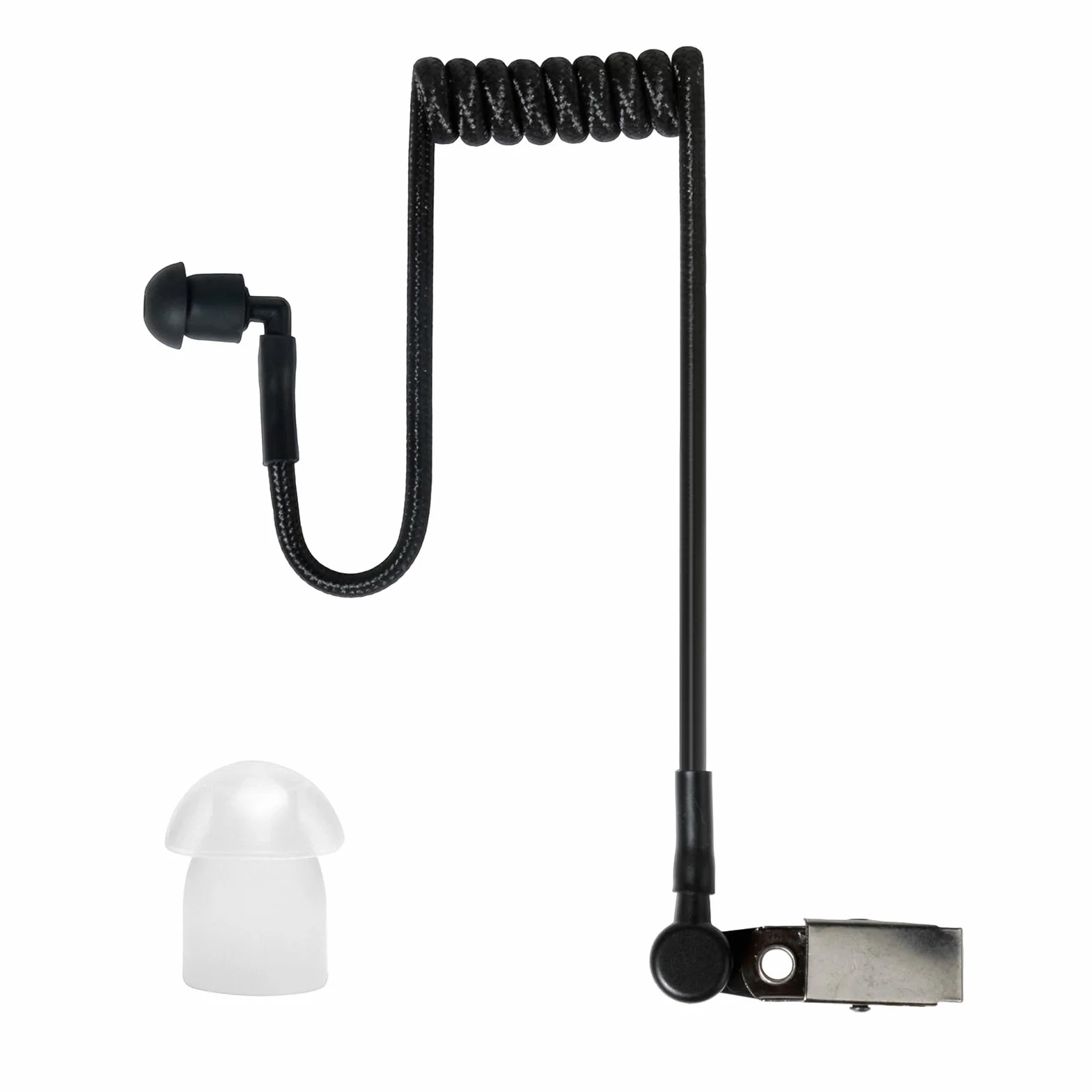 Tubo audio acustico nascosto in nylon lavorato a maglia con clip compatibile con Motorola Kenwood Baofeng Walkie Talkie FBI Security Earpiece Headset (Nero, 1)