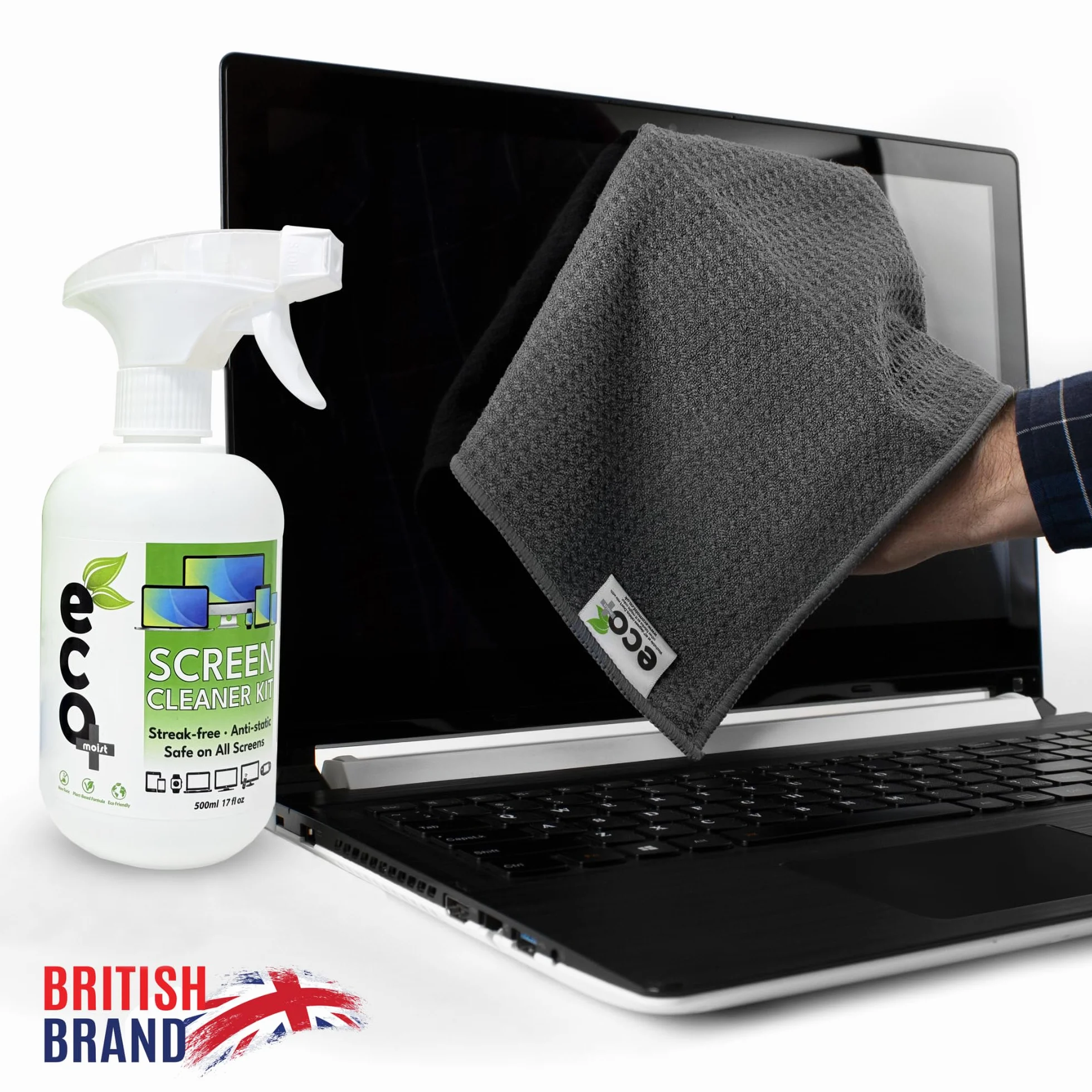Pulizia dello schermo(500ML)+2 microfiber(20cmx20cm + 40cm x 40cm)-Prodotto naturale-MADE IN UK