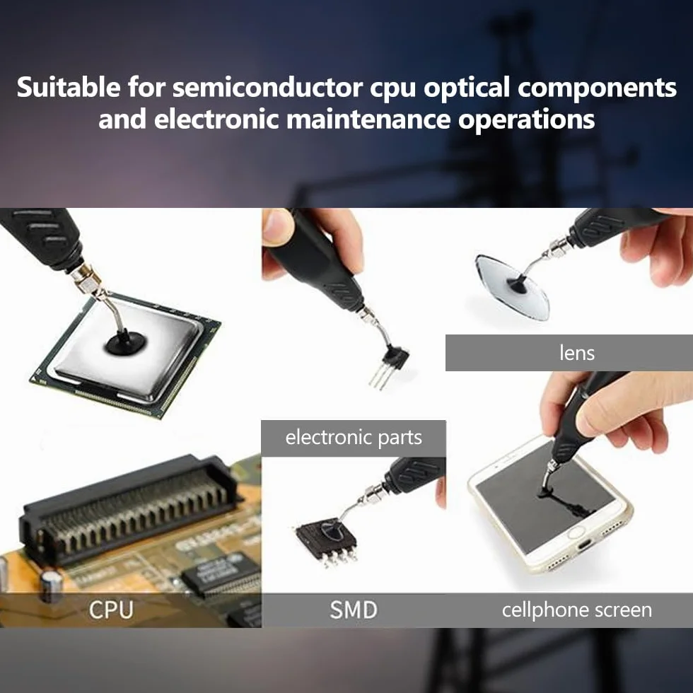 Strumento Prelievo per Succhiare, Penna Aspirazione a Vuoto, Kit Strumenti Prelievo per Saldatura Manuale a Ventosa con 2 Punte e 6 Ventose per Piccoli Componenti Elettronici di Precisione IC SMD SMT