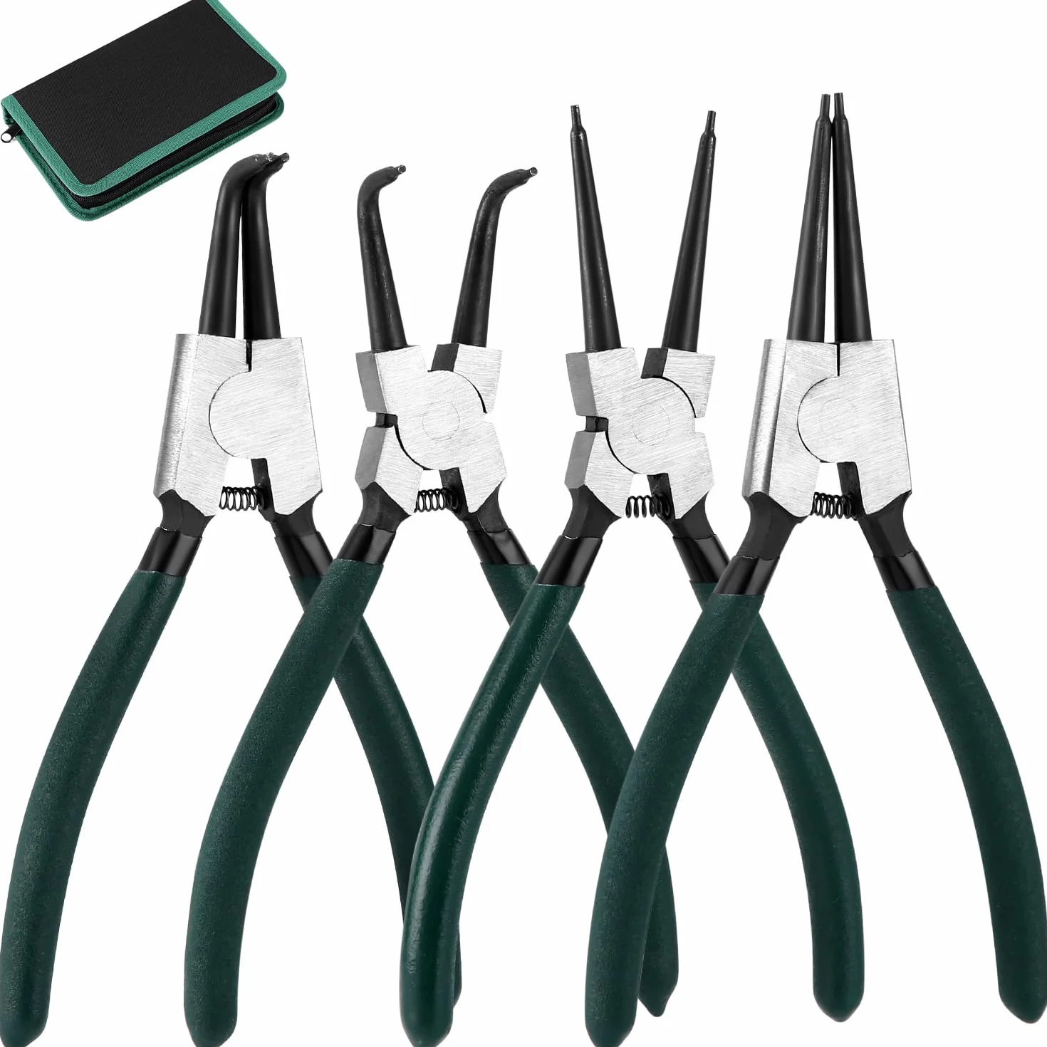 LEAZZLE Pinza per Seeger 180mm 4 Pezzi Set con Borsa Portatile