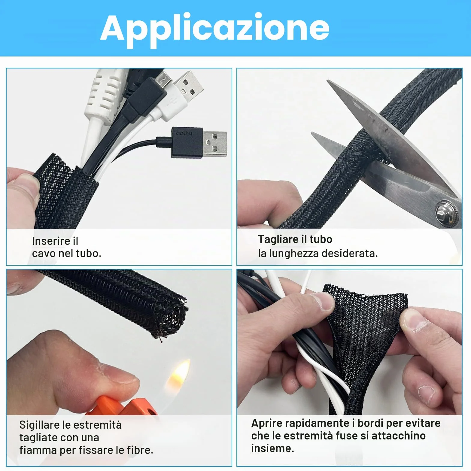 SURFOU Guaina per Cavi Elettrici 3.1m X 13mm, Scrivania Copricavi Nera, Raccogli Fili Nascondi Passacavi, Copricavo Cavo Guaine Raggruppa Flessibile Raccoglicavi Cable Antirofitori