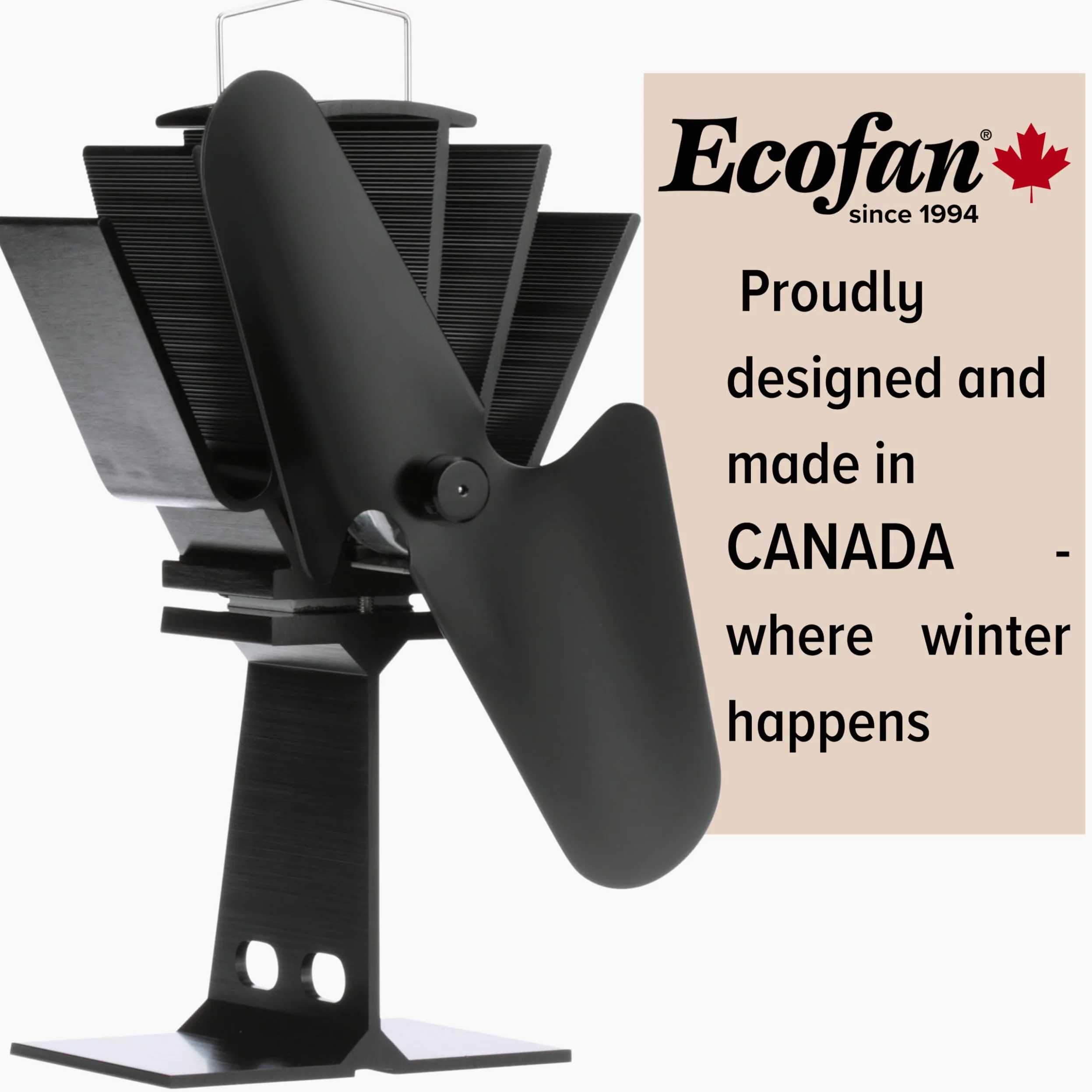 Ecofan 800CAXBX - Ventola per stufa a legna alimentata a calore, colore: nero, bilingue