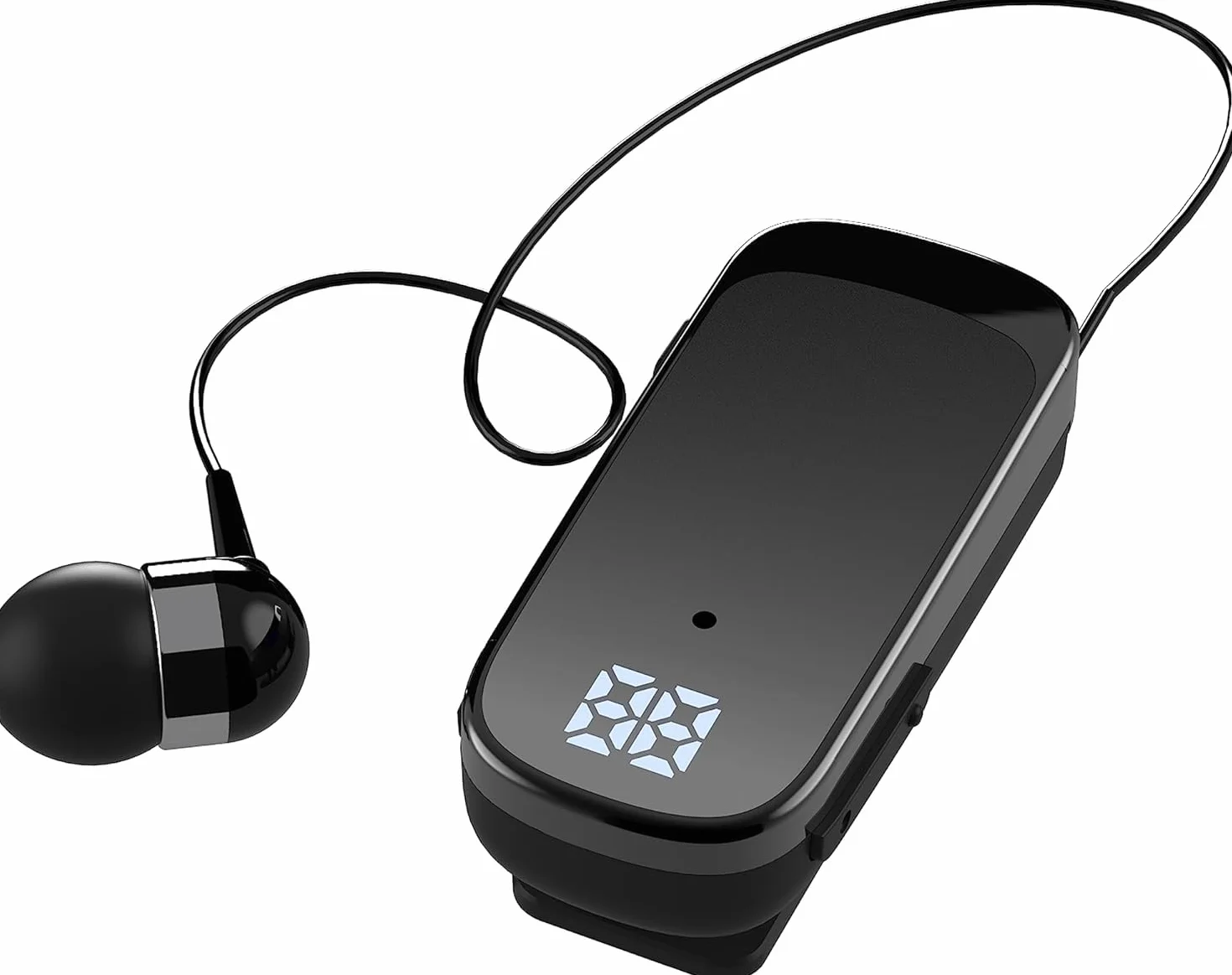 Auricolare Bluetooth Business con Filo Retrattile, Auricolar Senza Fili con Microfono, Bluetooth V5.2, Vivavoce, Compatibile per Universale Smartphone (Nero)