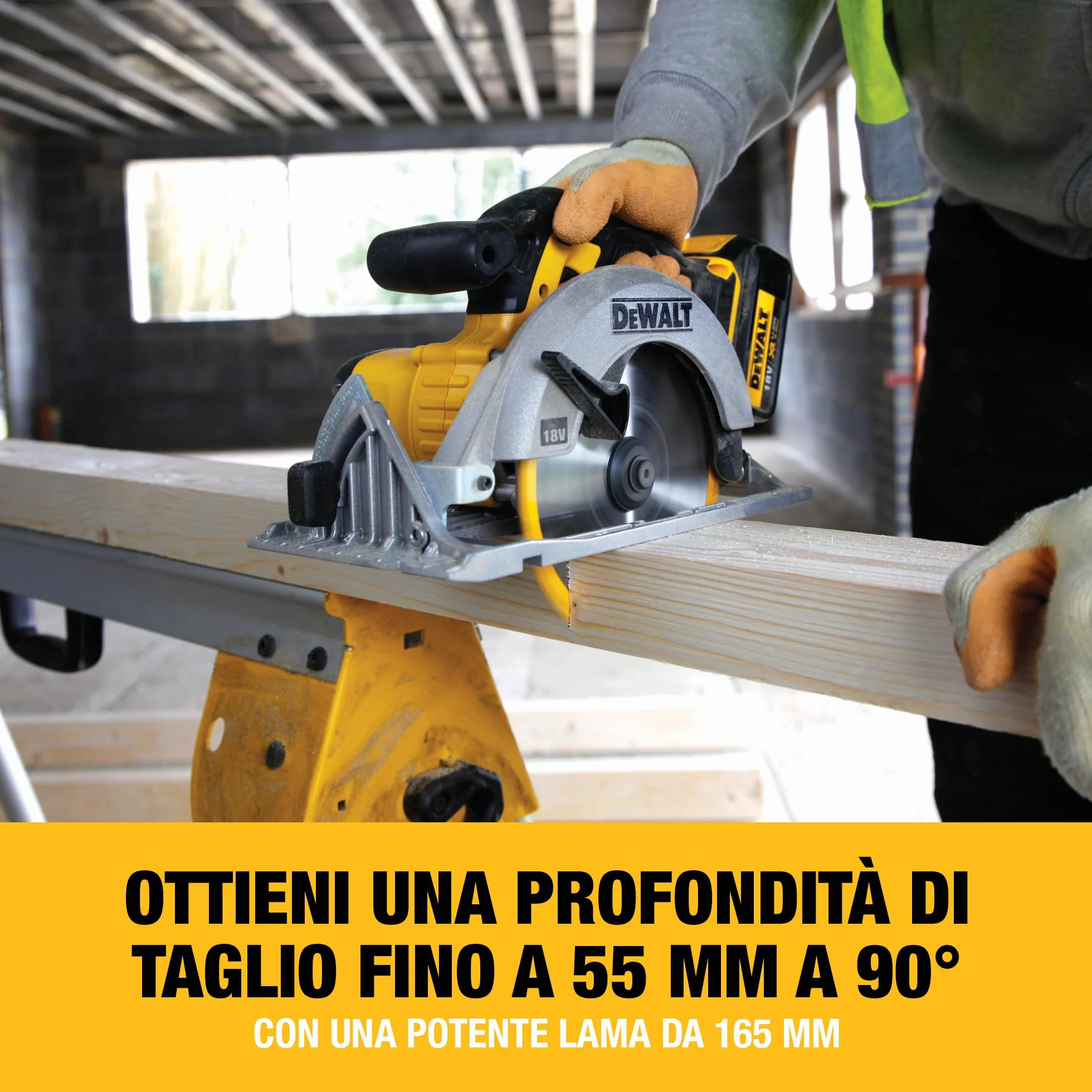 DEWALT Sega circolare 165mm a batteria XR, in valigetta TSTAK senza batteria e caricabatterie, 18V, DCS391NT-XJ