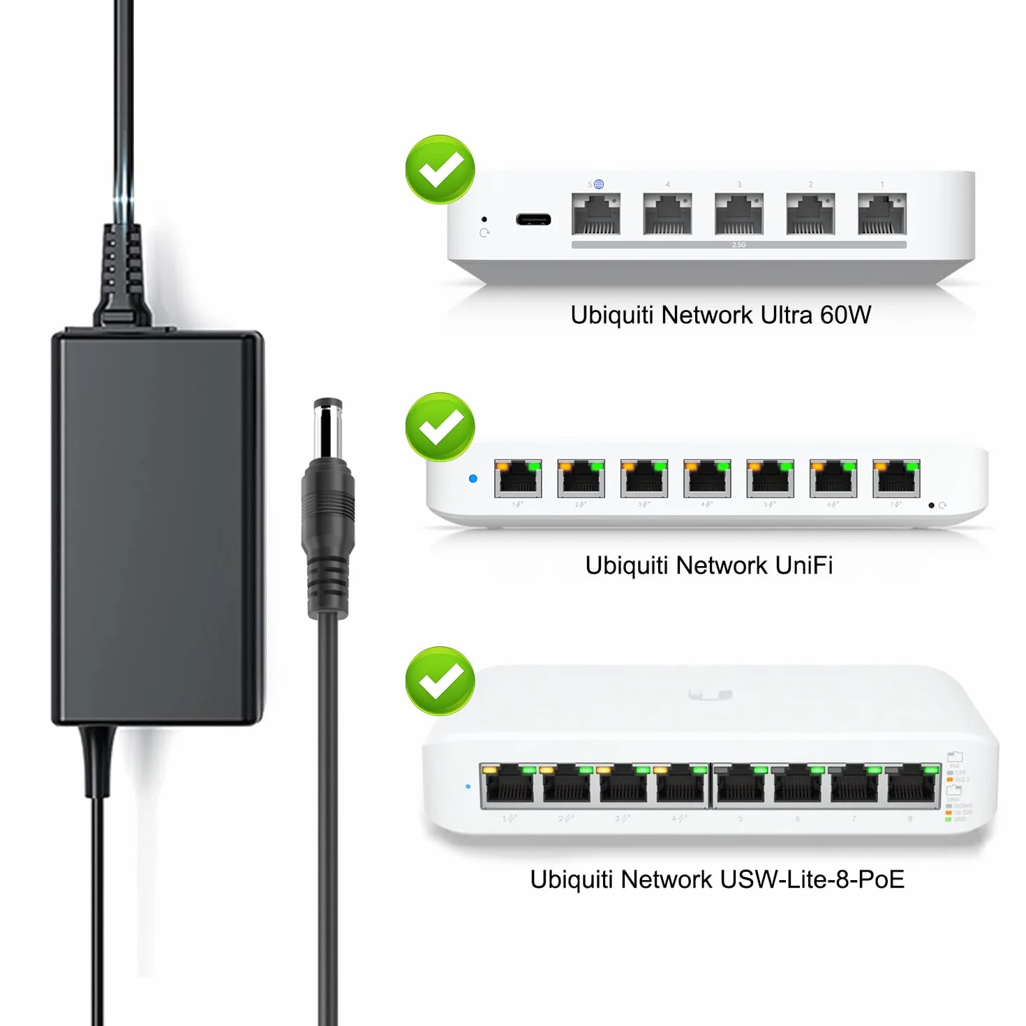 TAIFU 54V 1.1A Alimentatore Caricatore per Ubiquiti PoE Switch PoE Ubiquiti Ultra 60W UniFi S witch Lite USW-Lite-8-POE - S witch NY-PW0L2-05401100 Adattatore Caricabatterie Cavo Alimentazione