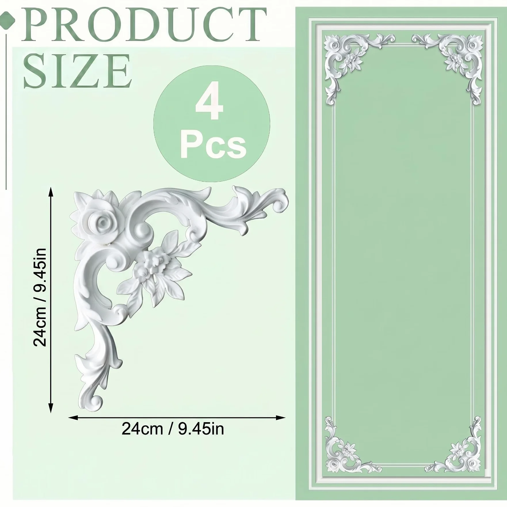 4 PCS Angolari Decorativi per Pareti E Soffitti in PU Modanature Angolari 3D con Decorazioni Floreali Profili Decorativi Verniciabili per Cornici E Angoli Elegante Finitura