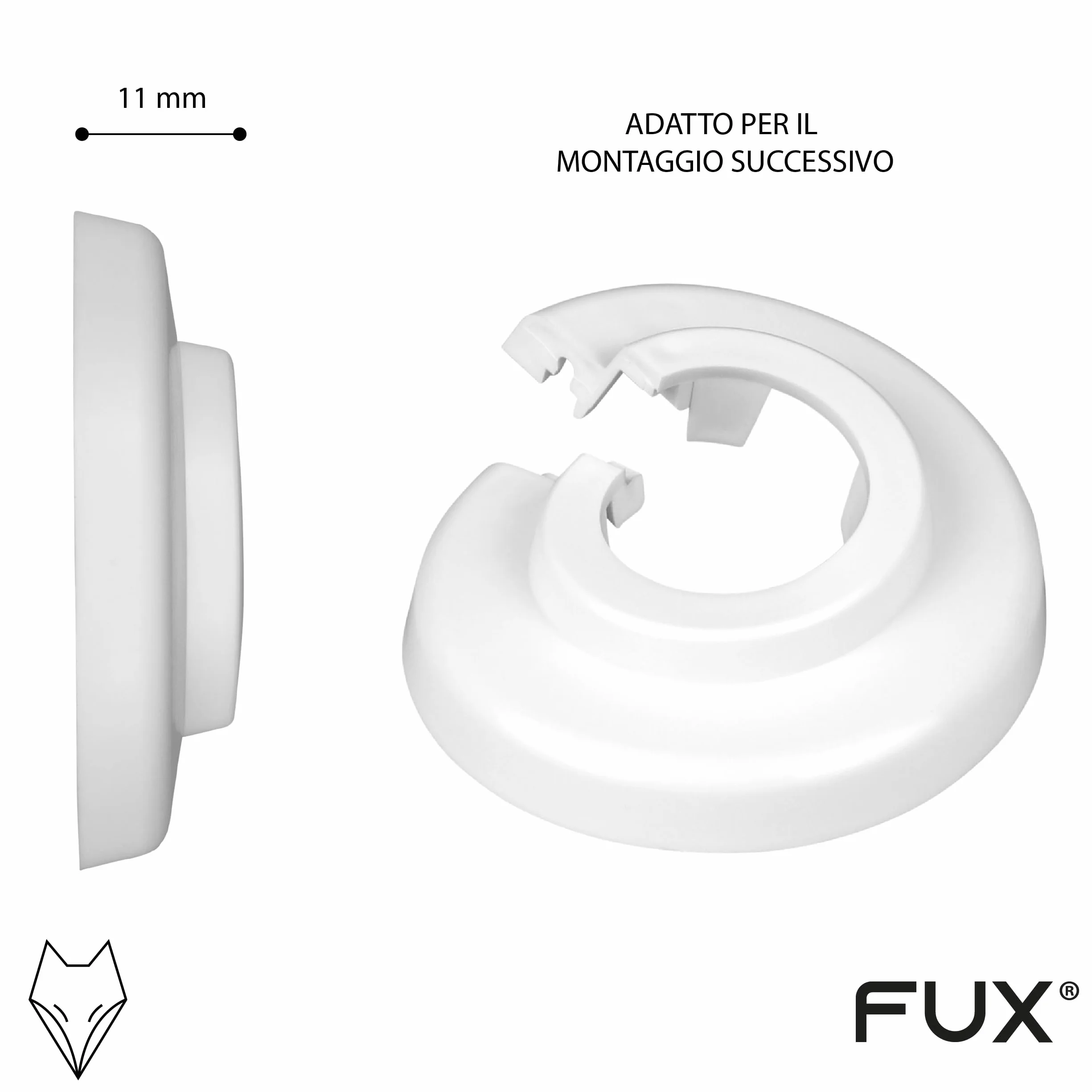 FUX Copri Tubi Termosifoni - 10 Rosette per Termosifone 18mm, Bianco (RAL 9016) - Copertura per Tubi Riscaldamento, Rosette Termosifoni, Accessori Termosifoni
