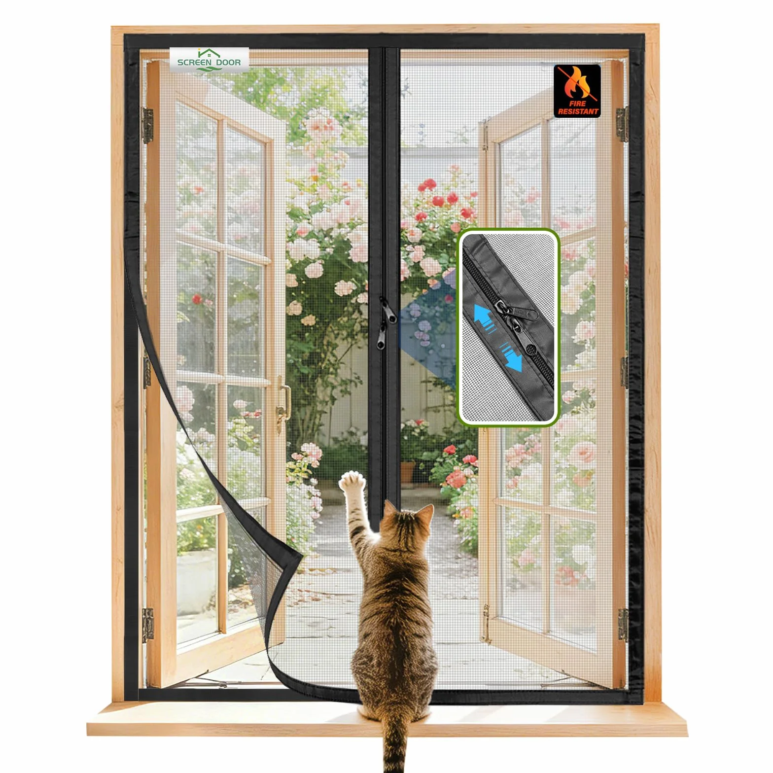 Zanzariera per Finestre 80x120 cm, Fibra di Vetro Ignifuga e Antistrappo, Nero