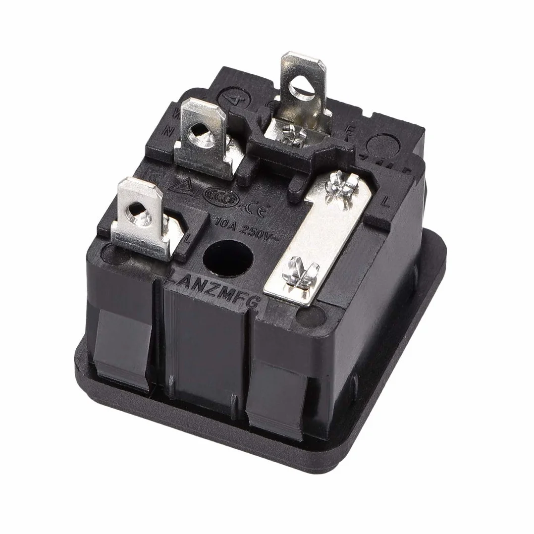 N/A C14 - Adattatore di Presa di Montaggio su Pannello AC 250 V, 10 A, 3 Pin, Presa IEC Dritta, 1 Pezzo