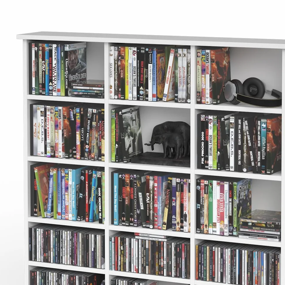 Vicco Scaffale porta cd Jukebox, Bianco, 105.4 x 136 cm