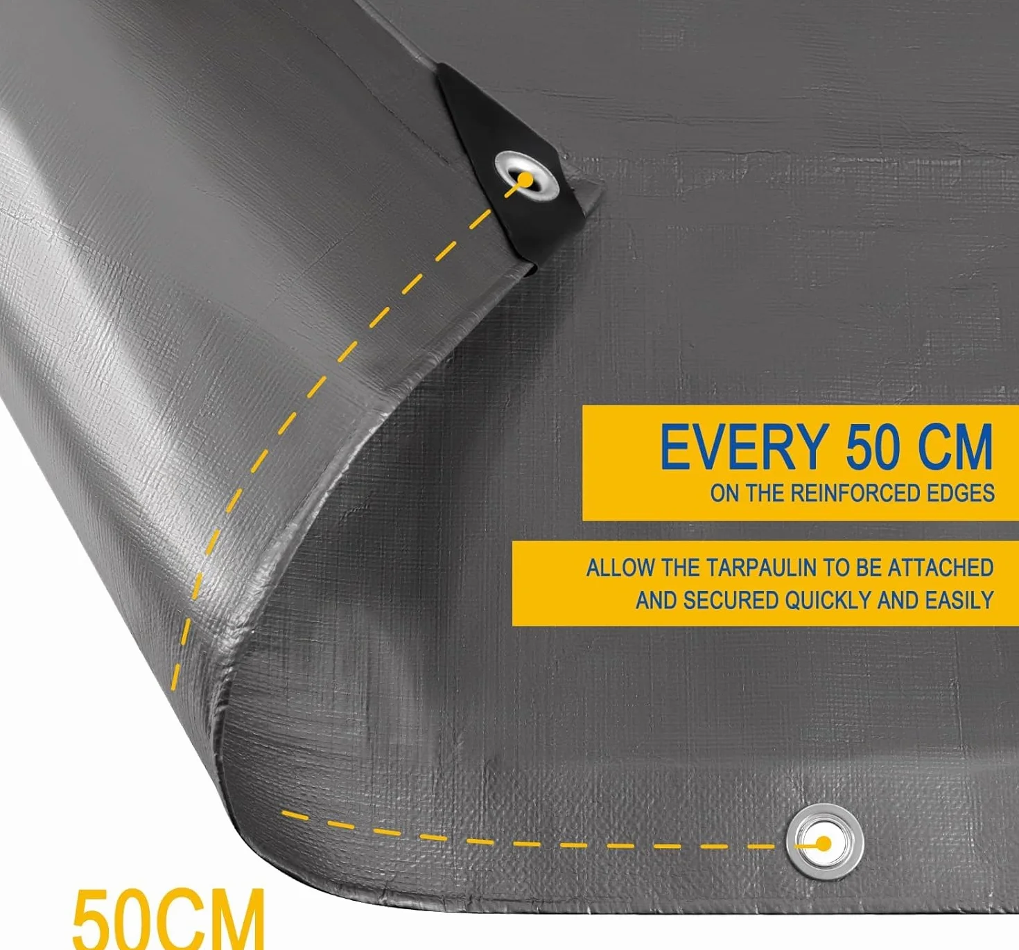 Laneetal Telone Idrorepellente Esterno PE 5x6 m 280 g/m², Rinforzato con Occhielli Copertura per Mobili Camion Piscina Corda di 26 m，Telo Protettivo Multiuso per Mobili da giardino, Auto，Argento