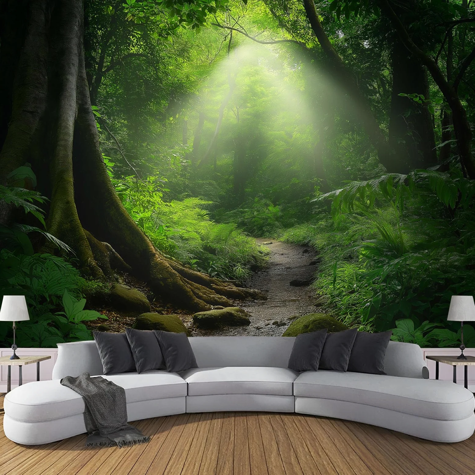 Carta Da Parati Fotografica Foresta di soleBellezza naturale In Stile Poster Giganti Da Parete, Fotomurale Carta Parati 350 x 256 cm Murale, Decorazione Da Muro Per Soggiorno