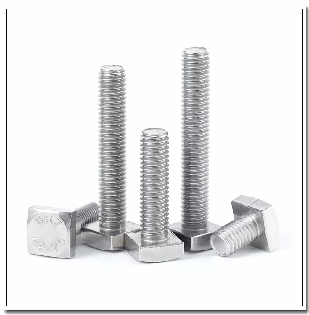 Bullone Testa Quadrata M8x60mm Acciaio Inossidabile 304 4 Pezzi