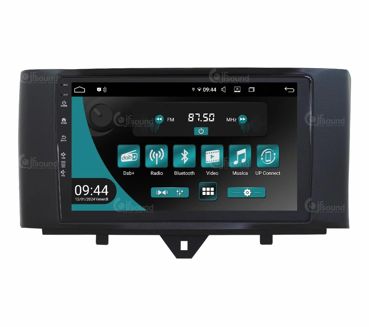 Autoradio Android JF-039SO-UP compatibile con SMART FORTWO 451 2011-2015 | CarPlay e Android Auto | GPS | DAB+ |9 pollici HD | Prodotto in Italia