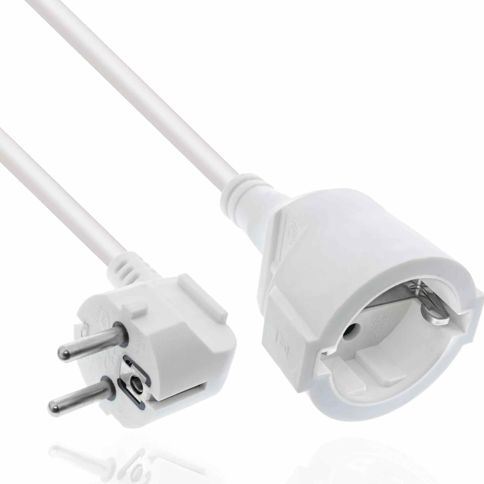 InLine® Prolunga di corrente a contatto di protezione, spina angolata/femmina, bianco, 1 m