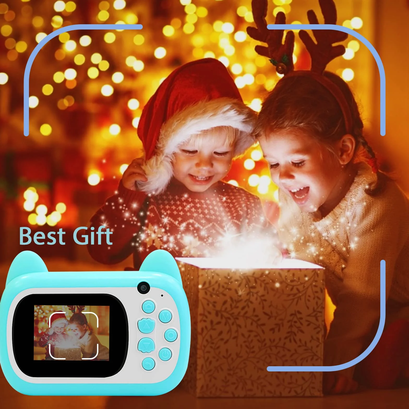 Fotocamera istantanea per bambini, schermo LCD da 2,4 pollici, fotocamera digitale per bambini con zoom 6x, 24 Mpixel, doppio obiettivo e videoregistratore 1080p, regalo per ragazzi e ragazze