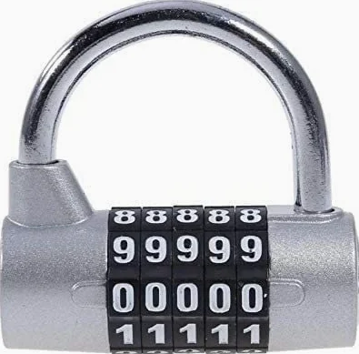 Lucchetti a combinazione， Lucchetti per valigie Combinazione di 5 cifre con password codificata, combinazione di numeri con grillo largo, password di viaggio in lega di zinco(Parent,Silver)