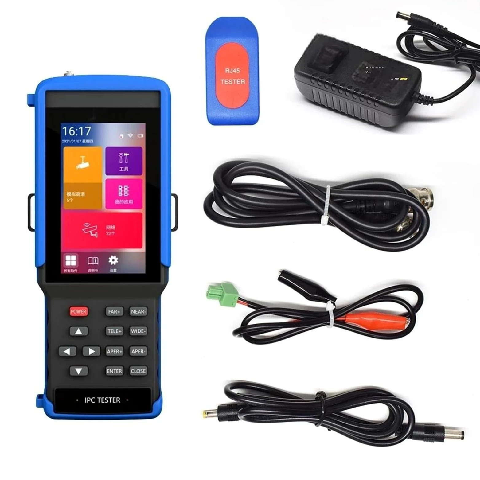 Tester per analizzatori CCTV Strumento di ingegneria coassiale analogico rete IPC9310Plus Uscita POE del tester videosorveglianza 6K H.265 con touch screen/display LCD