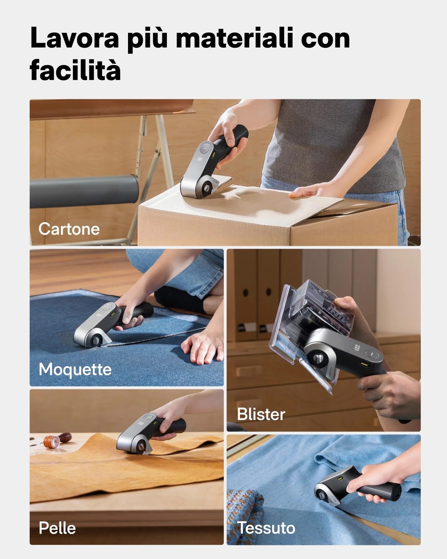 HOTO EdgeFlow Forbici Elettriche Senza Fili, Lama in Titanio, Taglio Rotante per Cartone