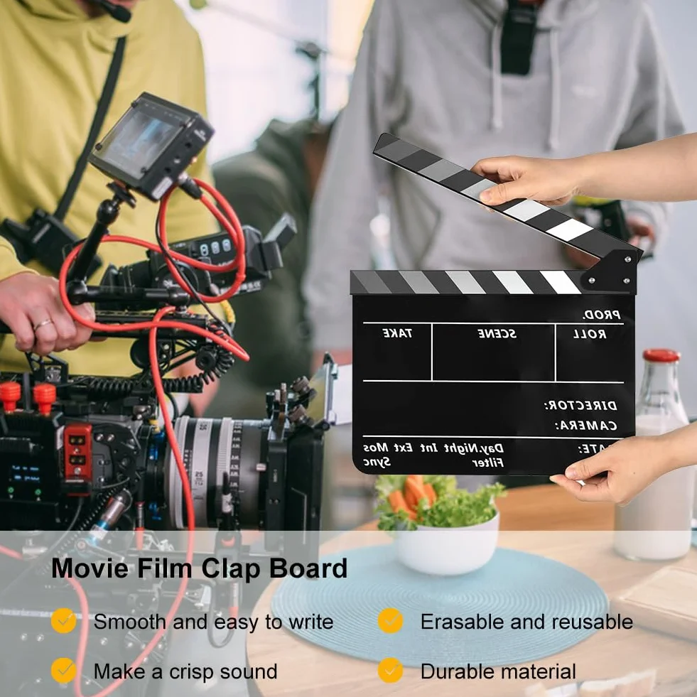 Ciak Cinematografico,30x25cm Film Clapboard,Acrilico Film Clapperboard,Film Clapboard Acrilico,Regali per Cinefili,Cinema Gadget,Accessori Regista