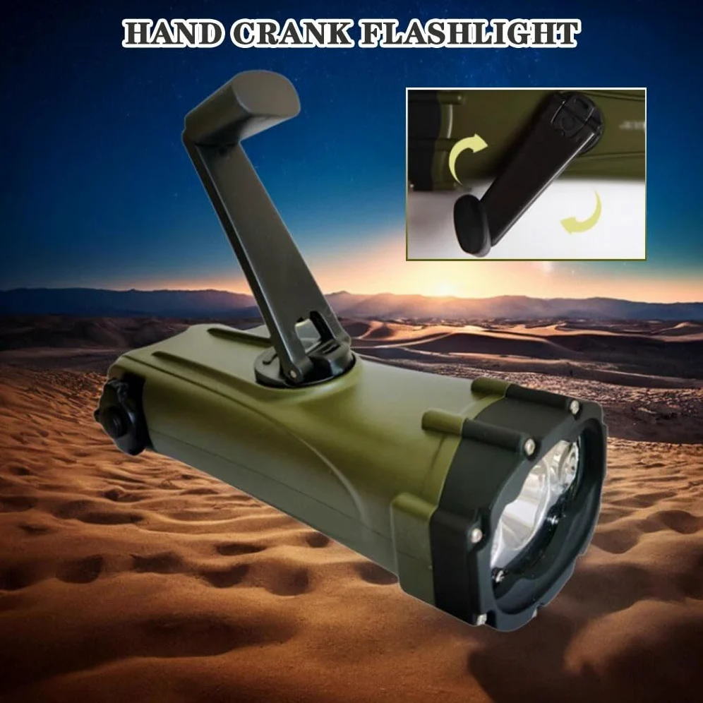 Torcia Elettrica A Manovella Impermeabile Per Immersioni, Torcia Elettrica Dynamo Per Illuminazione Tenda, Ricaricabile Tramite USB