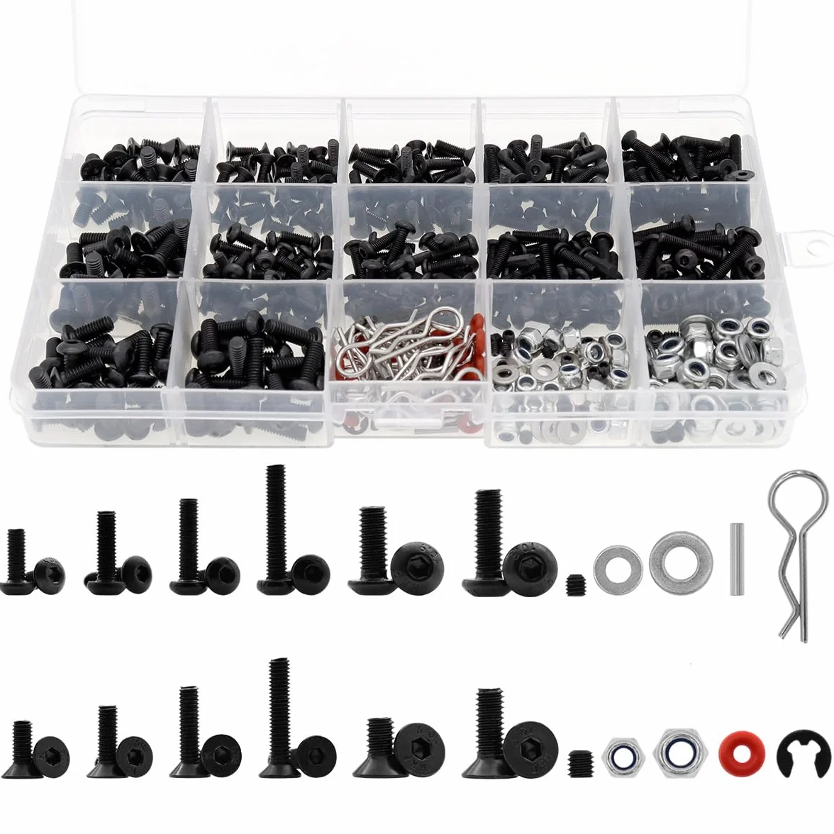 Kit di Viti Universali per Auto RC 500 pezzi Set Fissaggi Hardware Compatibile Axial Redcat HPI Arrma Losi 1/8 1/10 1/12 1/16 Scala