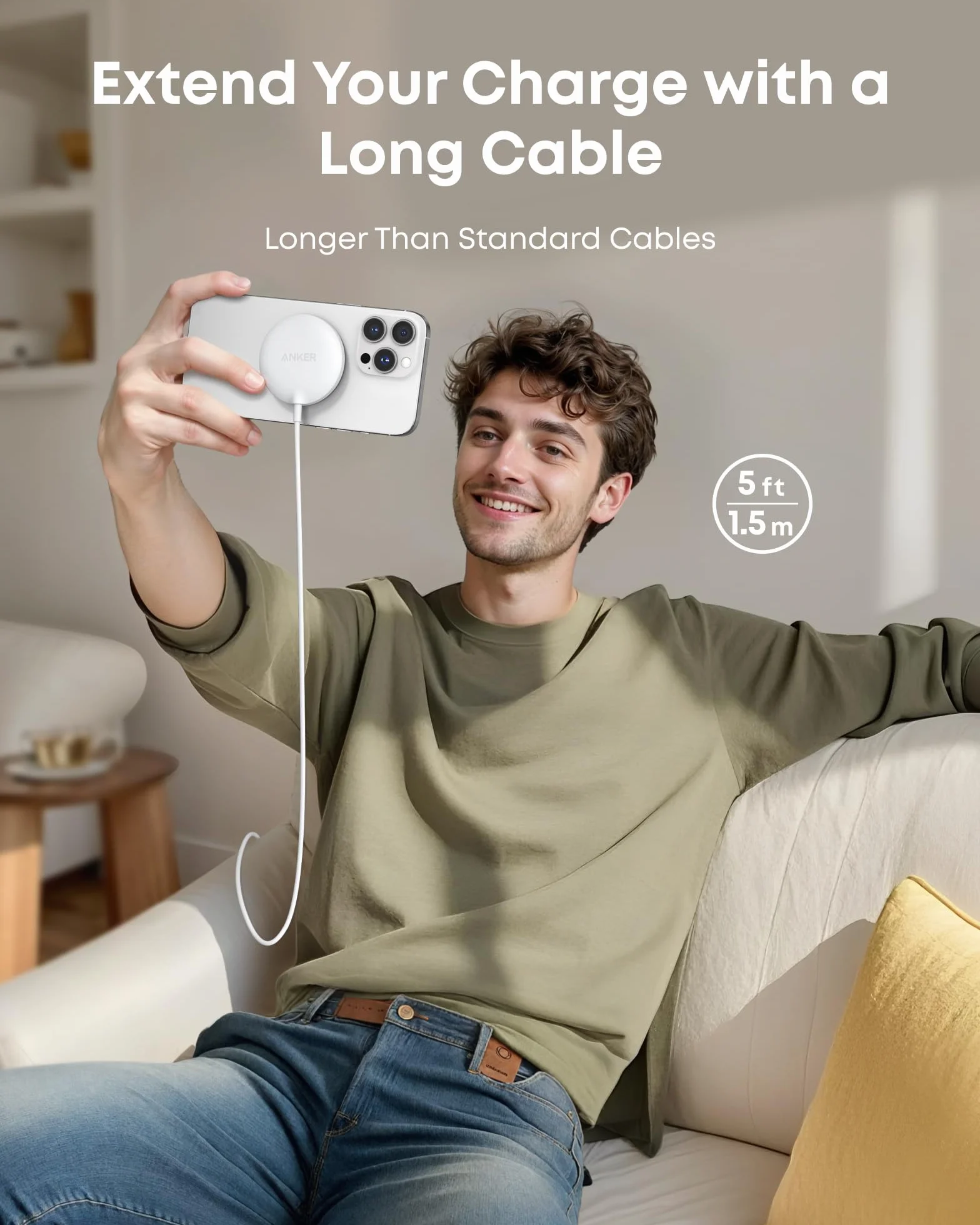 Anker Caricatore Wireless iPhone Magnetico 15W, Certificato Qi2 Pad di Ricarica Wireless Compatibile con MagSafe, per iPhone 17 Pro Max/Serie 16-12, AirPods e Altri (Adattatore Non Incluso)