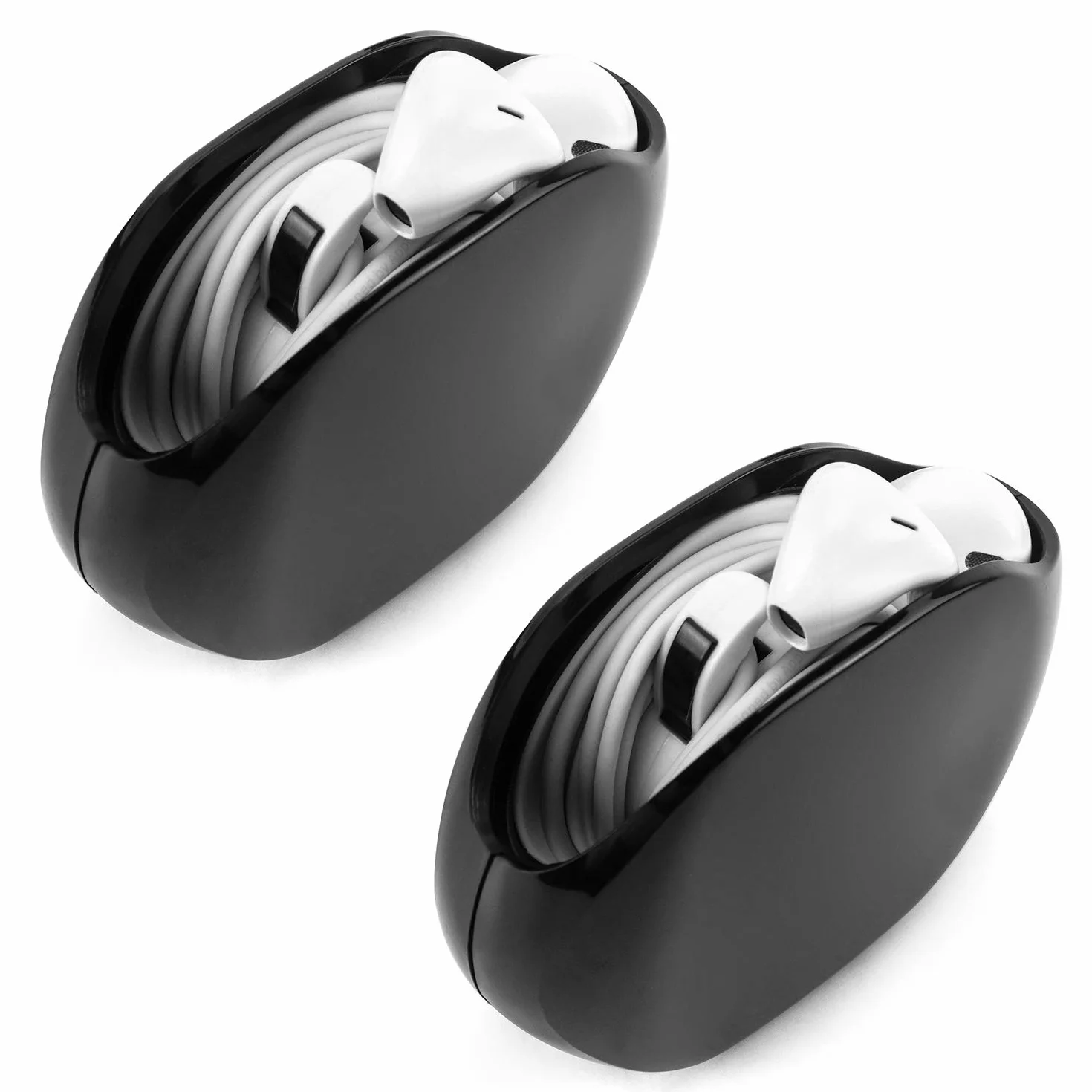QWORK® Avvolgicavo automatico piccolo, avvolgicavo per cuffie, cavo USB e cavo di ricarica, 2 pezzi