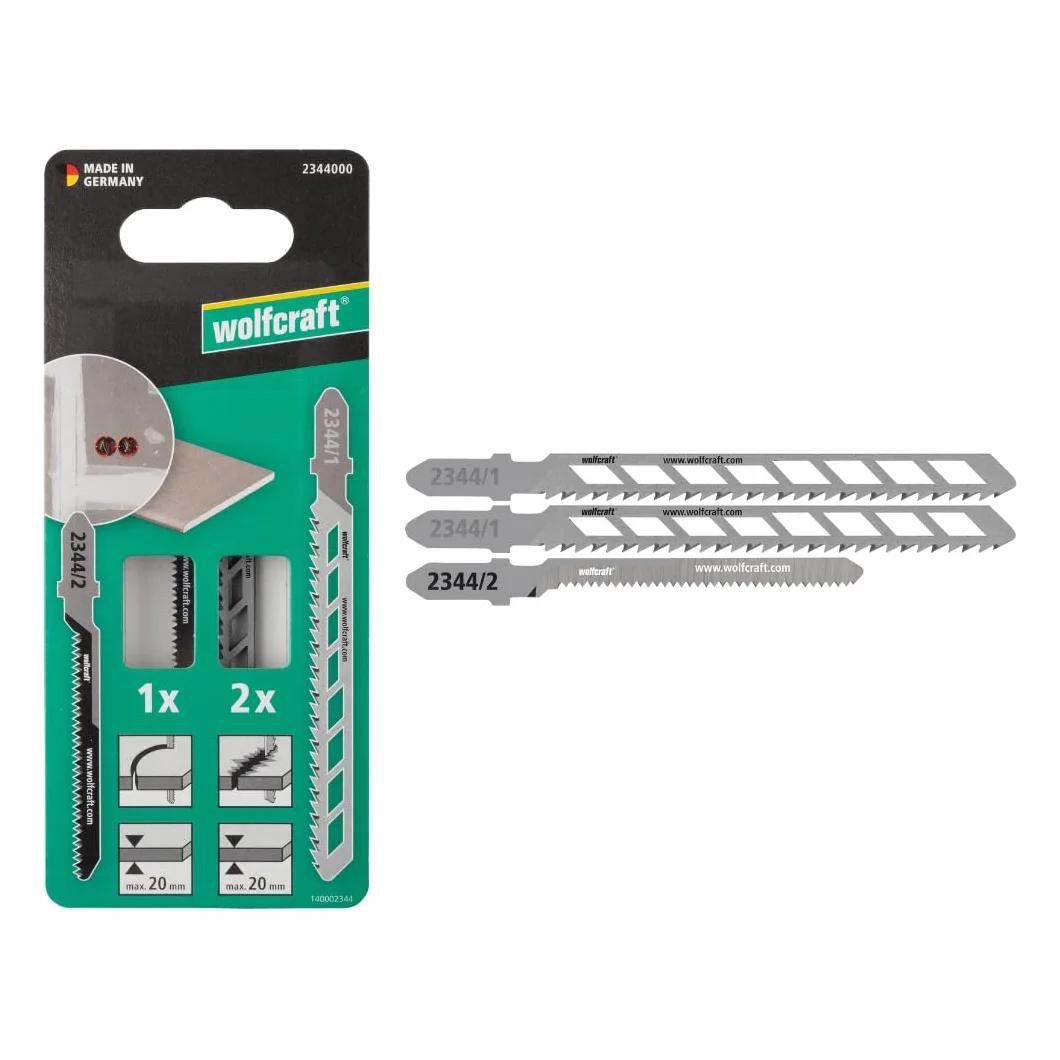wolfcraft Set di lame per seghetti alternativi, per cartongesso, 3 pezzi - Per realizzare tagli dritti e curvi in pannelli di cartongesso - 2344000