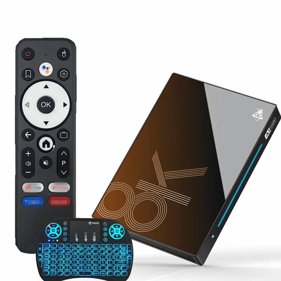 Android 14.0 TV Box 8 GB RAM 128GB Rom, 2025 TV Box Android Wi-Fi 6 2,4 g/5,8G 1000M Ethernet 8K/4K H728 Octa Core BT 5.0 USB 3.0 con Tastiera Mini Wireless,8gb+128gb