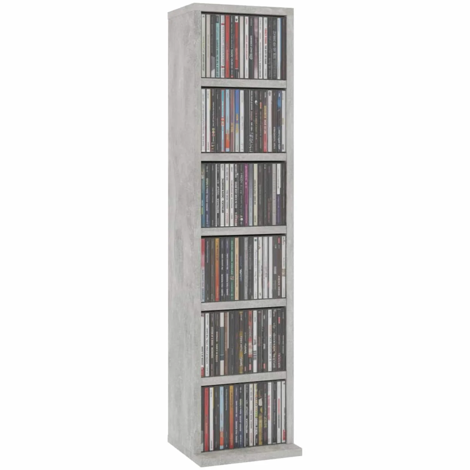 LAPOOH Mobile Porta CD Grigio Cemento 21x20x88 cm in Legno Multistrato,Mobile Porta CD,Porta cd,Scaffalatura per CD(SPU:800355)