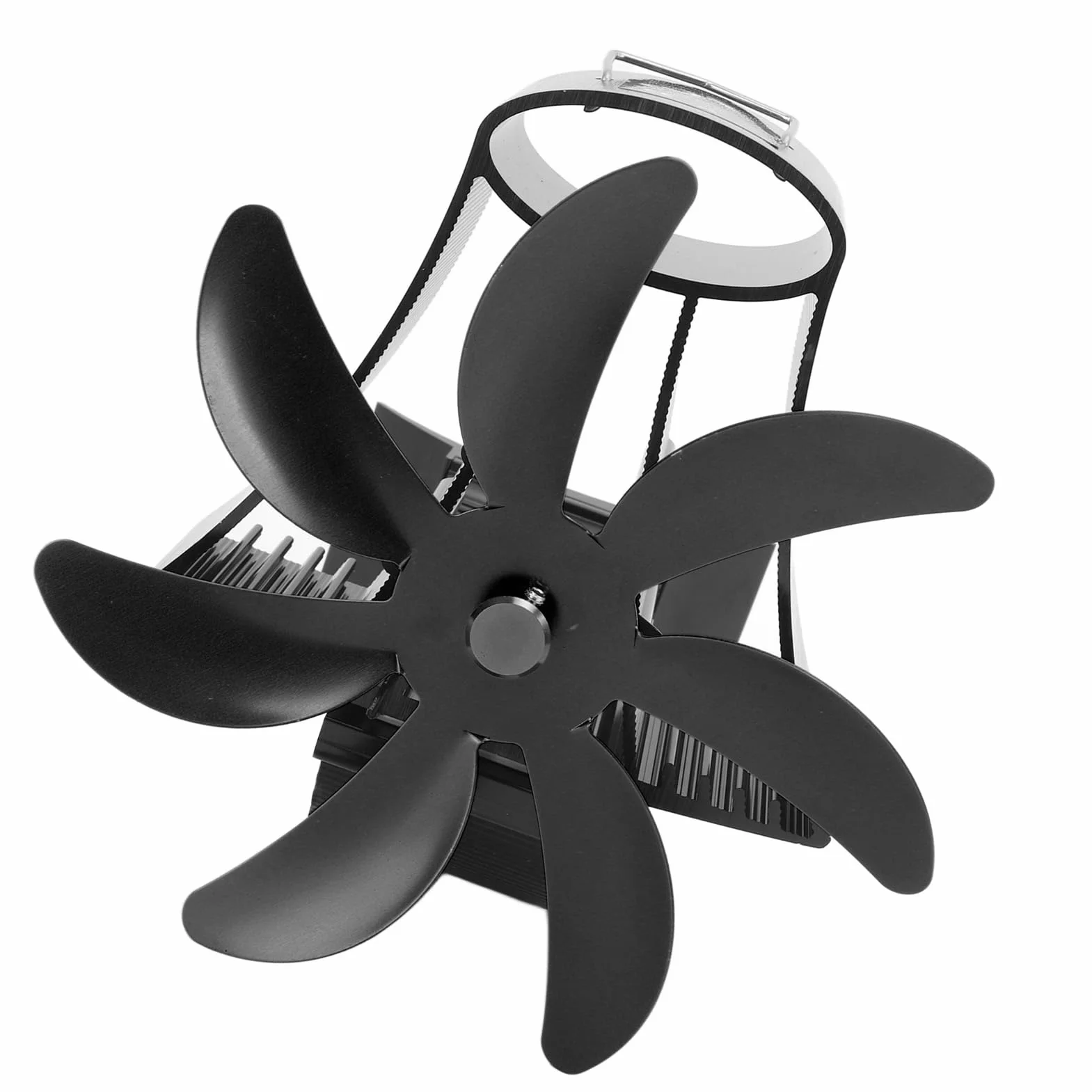 HEEPDD Ventilatore per Stufa a Legna Alimentato a Calore a 7 Pale con Supporto Magnetico Silenzioso, per Canna Fumaria del Camino, Circolazione del Calore Ecologica (BLACK)