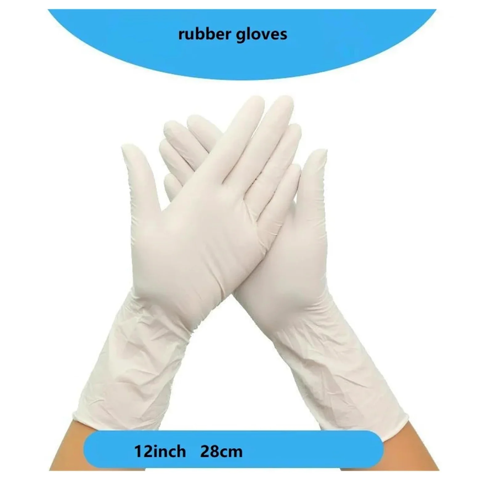 Guanti Cucina 10 paia/pacco Manica Lunga Guanti di Gomma Blu Pulizia Ristorazione Cibo Guanti in Nitrile da 12 pollici Guanti Spessi da 12 pollici(WHITE)