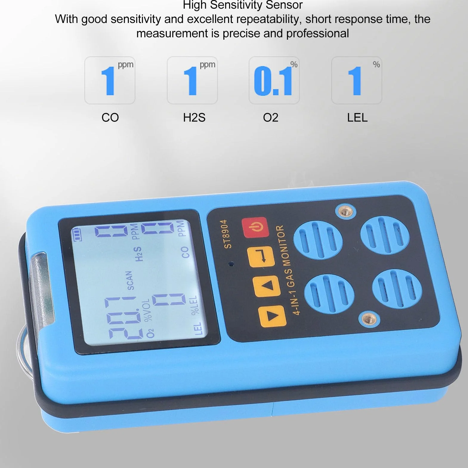 Jeffergarden Rilevatore di Gas Monitor Multigas Portatile, ABS con Allarmi Sensibili, Misura CO H2S O2 LEL, Ideale per la Sicurezza Domestica e Lavorativa