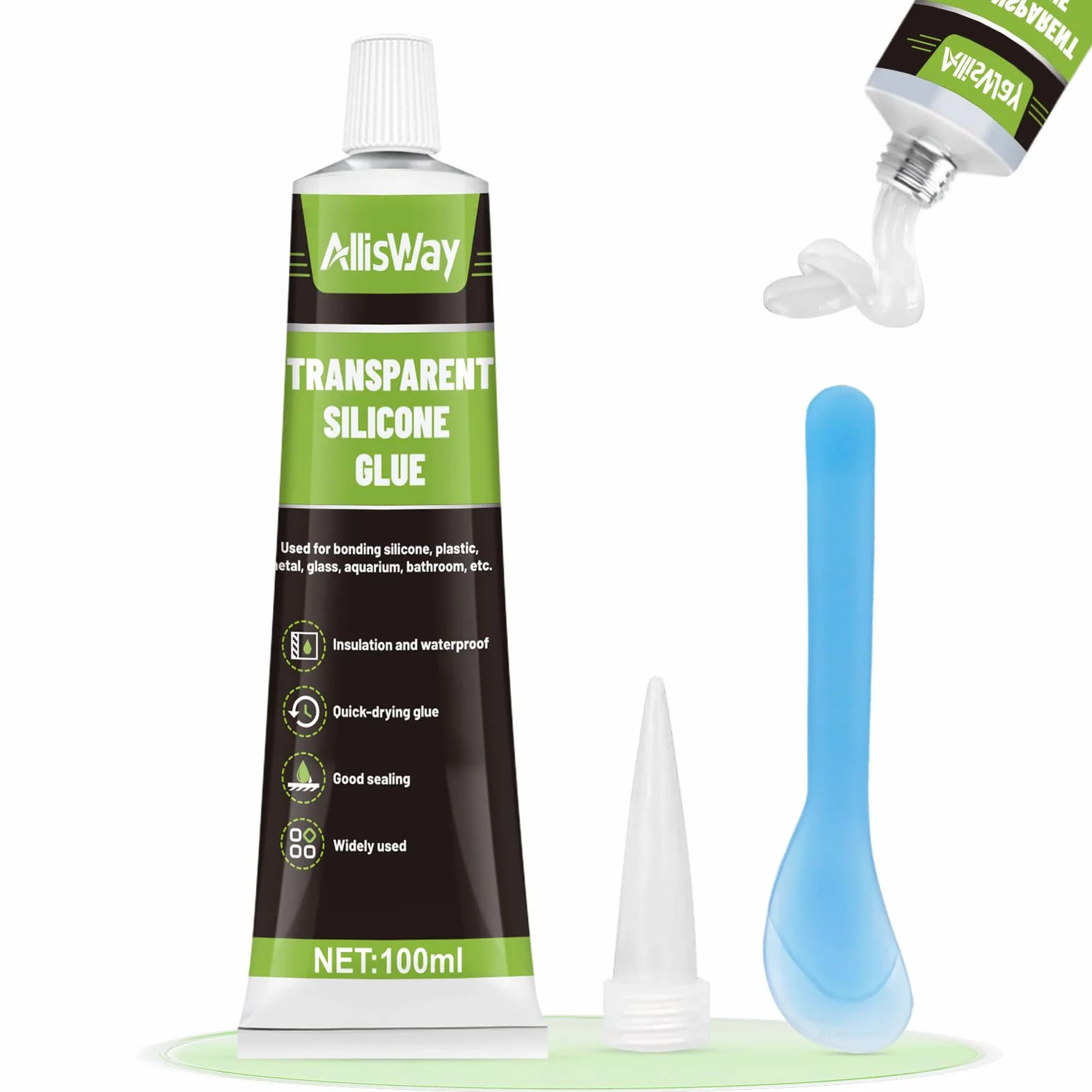 Sigillante Silicone Trasparente Impermeabile 100 Ml per Vetro Metallo Ceramica Plastica