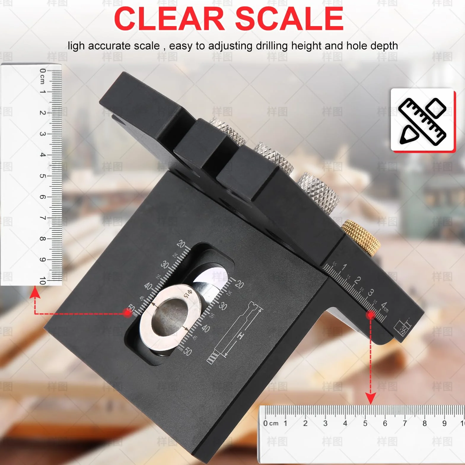 Idong 3in1 Dima per Fori a Tasca 6/8/10/15mm, Kit di Guida Trapano per Legno 5-60mm