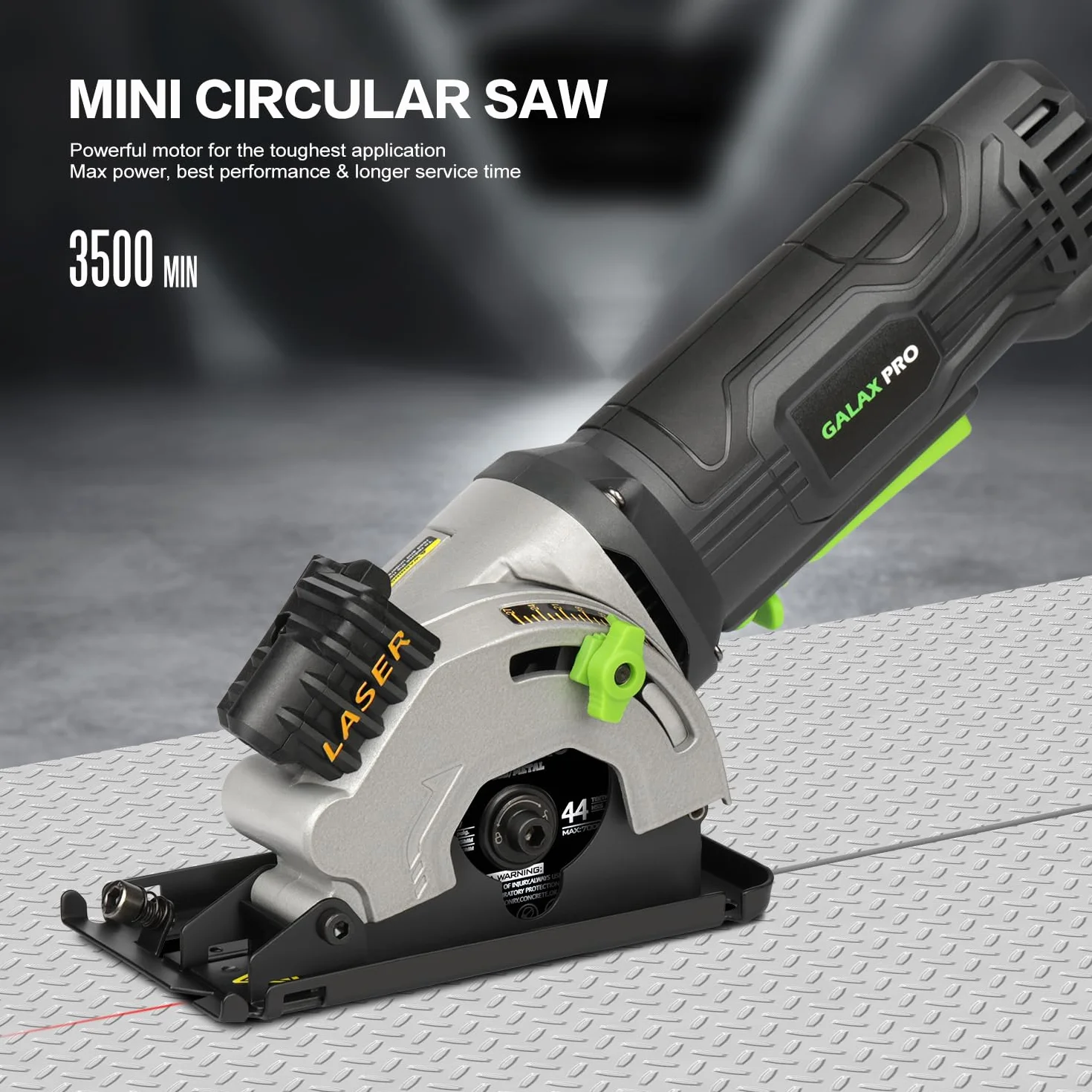 GALAX PRO Mini Sega Circolare 580W, 3500RPM con Guida Laser Sega Circolare per Legno 3 Lame (85mm),per Legno, Piastrelle, Metallo Morbido, Plastica