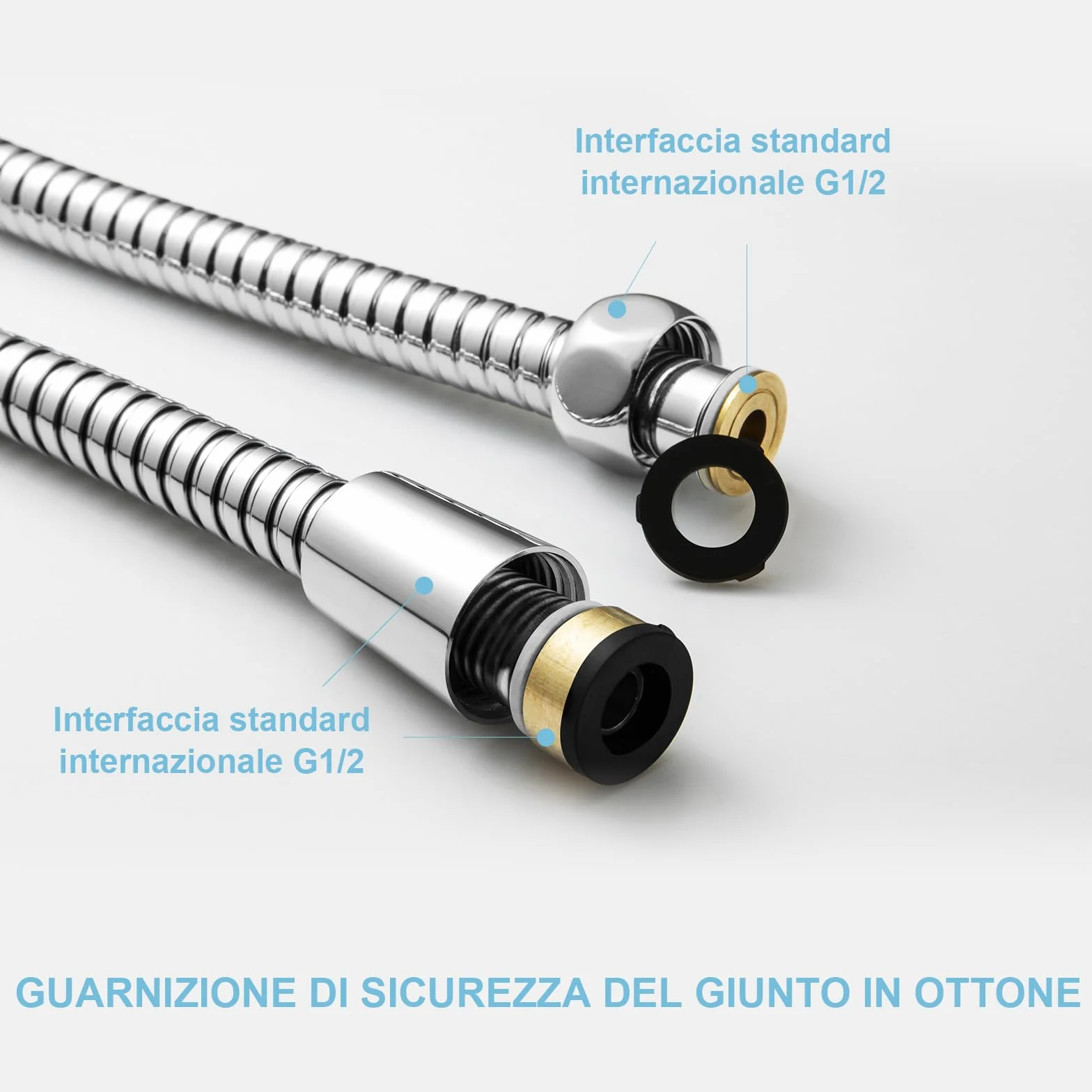 OFFO Tubo Doccia Flessibile 3 Metri, Con protezione Antitorsione,Flessibile Doccia in Acciaio Inox, Tubo Doccia di Ricambio ad Alta pressione, per Rubinetteria Bagno,Argento Brillante