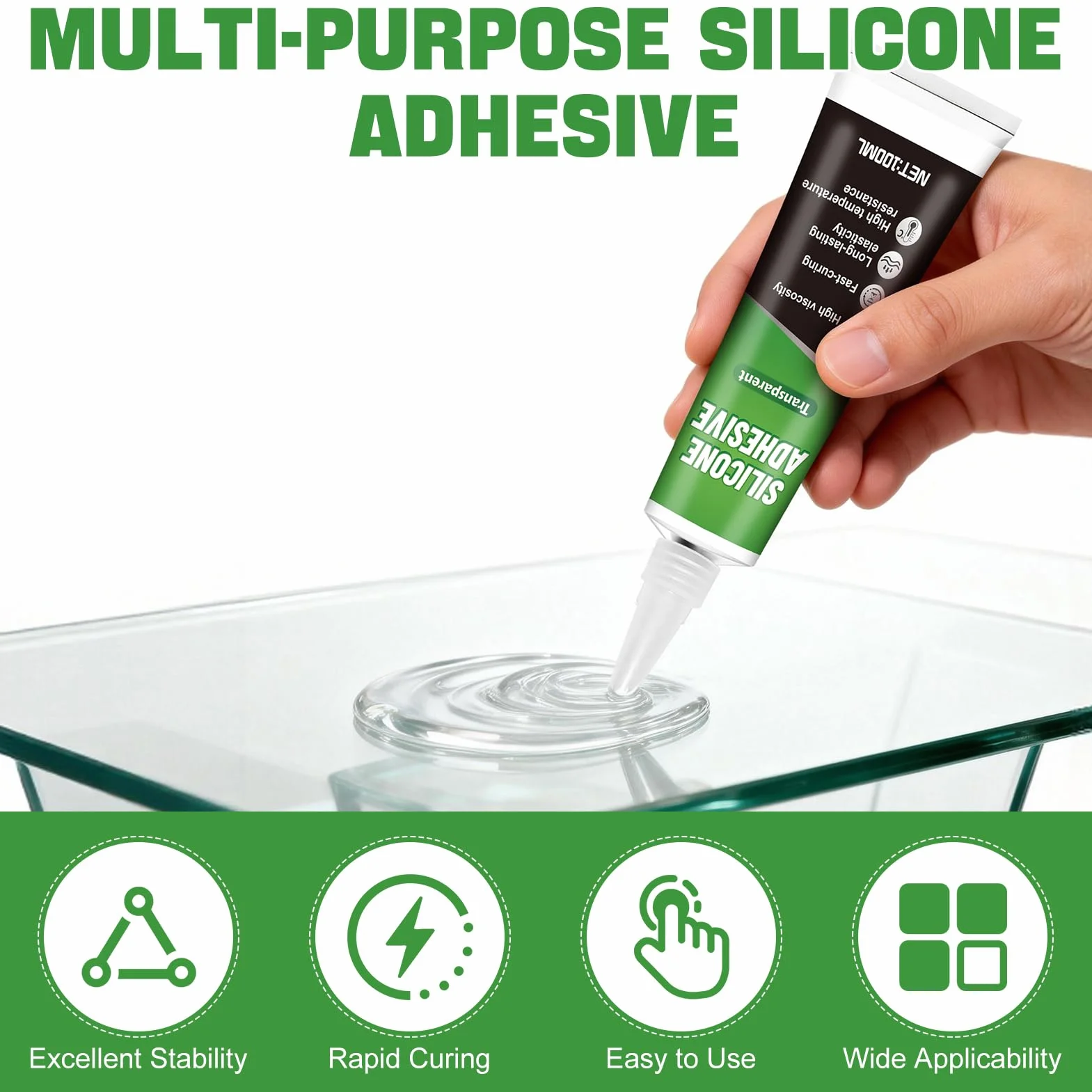 ALLONY Silicone Trasparente Sigillante Impermeabile 100ML