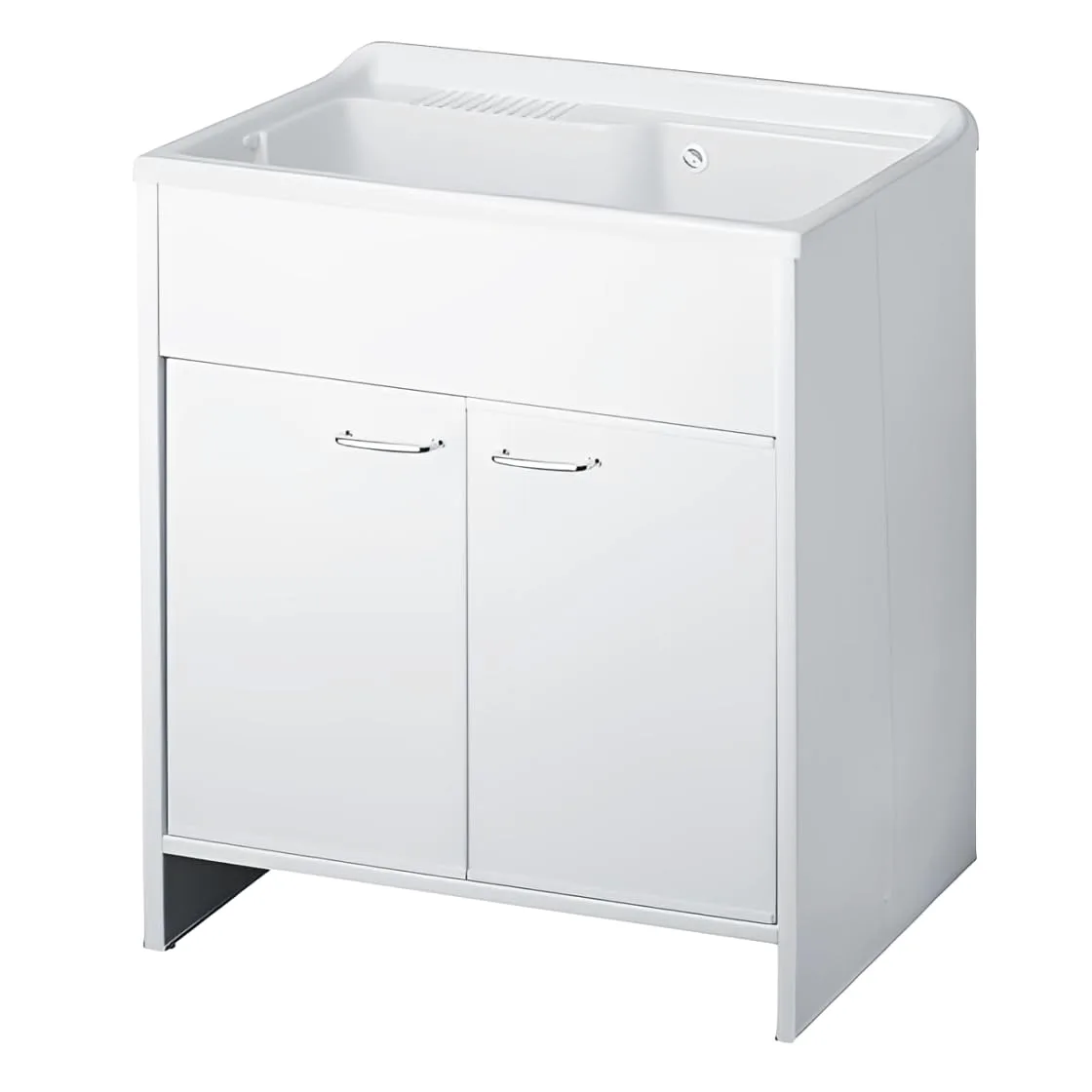 Negrari Lavatoio in Resina PVC per ambienti umidi, Resistente nel tempo, Kit di scarico incluso, L80 x P50 x H85, Bianco