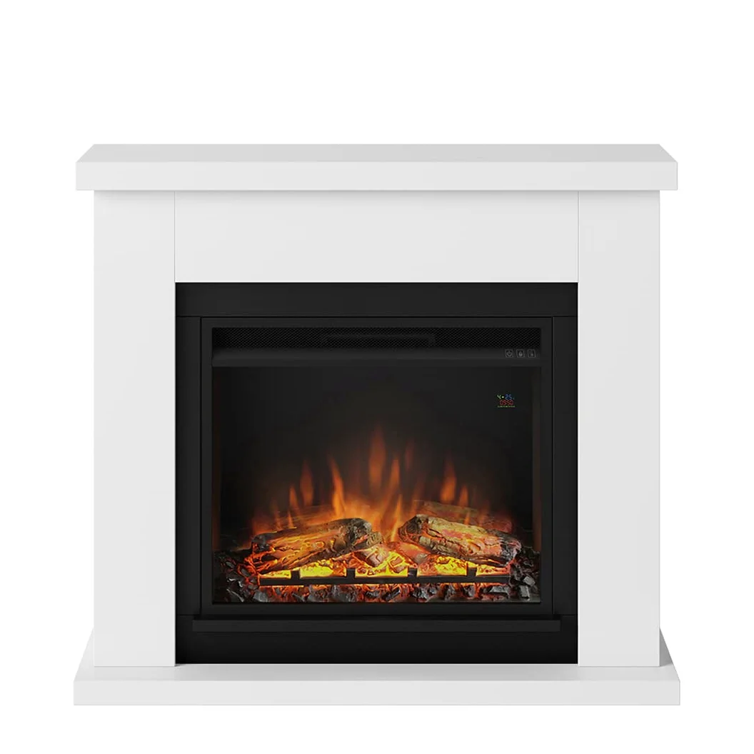 TAGU Frode Camino elettrico con PowerFlame, riscaldamento e termostato, timer 7 giorni, effetto fiamma LED, telecomando (Bianco puro)
