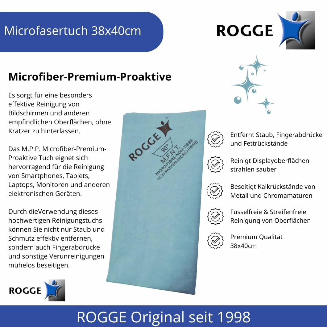 ROGGE DUO-Clean Original. LCD, TFT, LED TV Touch Screen + Plasma Cleaner incl. Microfiber Wipes 38x40cm.The Original since 1998.