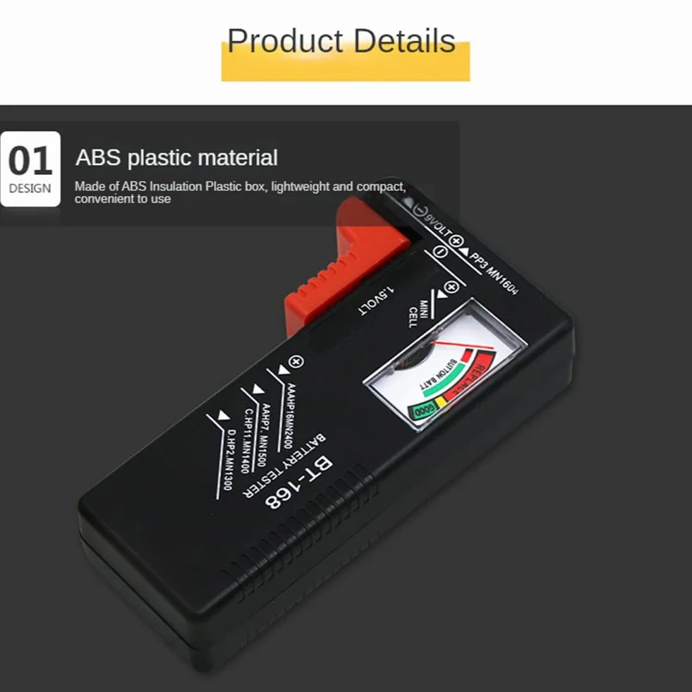 BT-168 AA/AAA/C/D/9V/1,5 V Batterie Batteria a bottone universale Misuratore codificato a colori Indicare Volt Tester Checker BT168