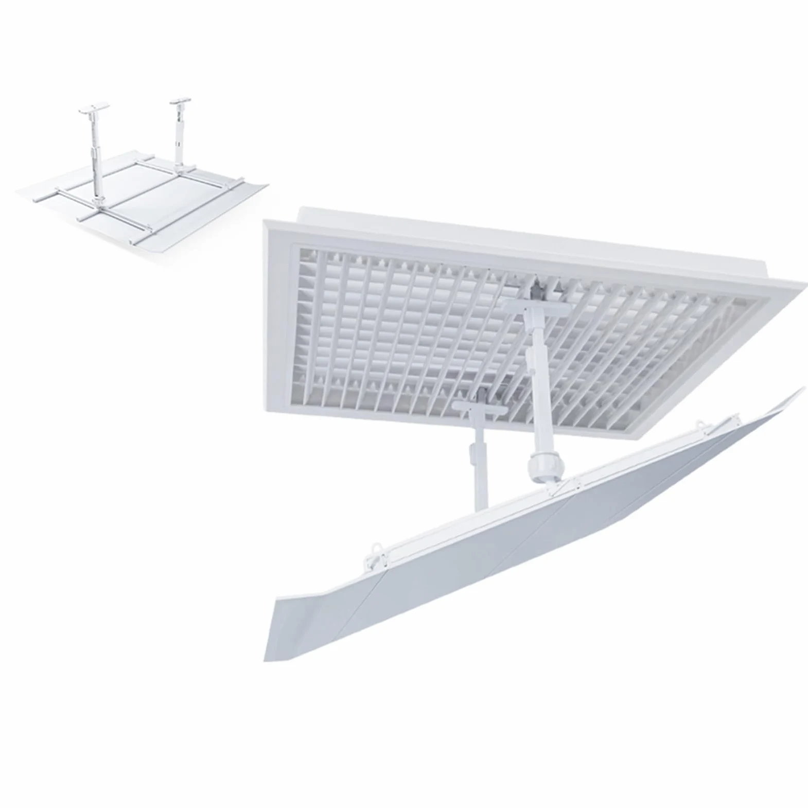 Piastra di guida per deflettore dell'aria da soffitto, deviatore quadrato per ufficio, deviatore regolabile per bocchetta dell'aria bianca (60 x 60 cm)